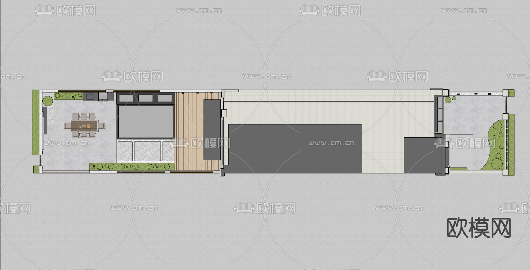 现代别墅庭院 楼顶花园su模型下载（渲染图3）