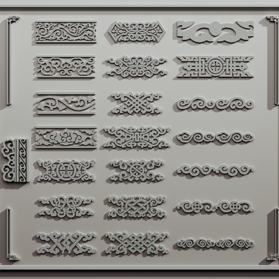  中式镂空 雕花纹样su模型 