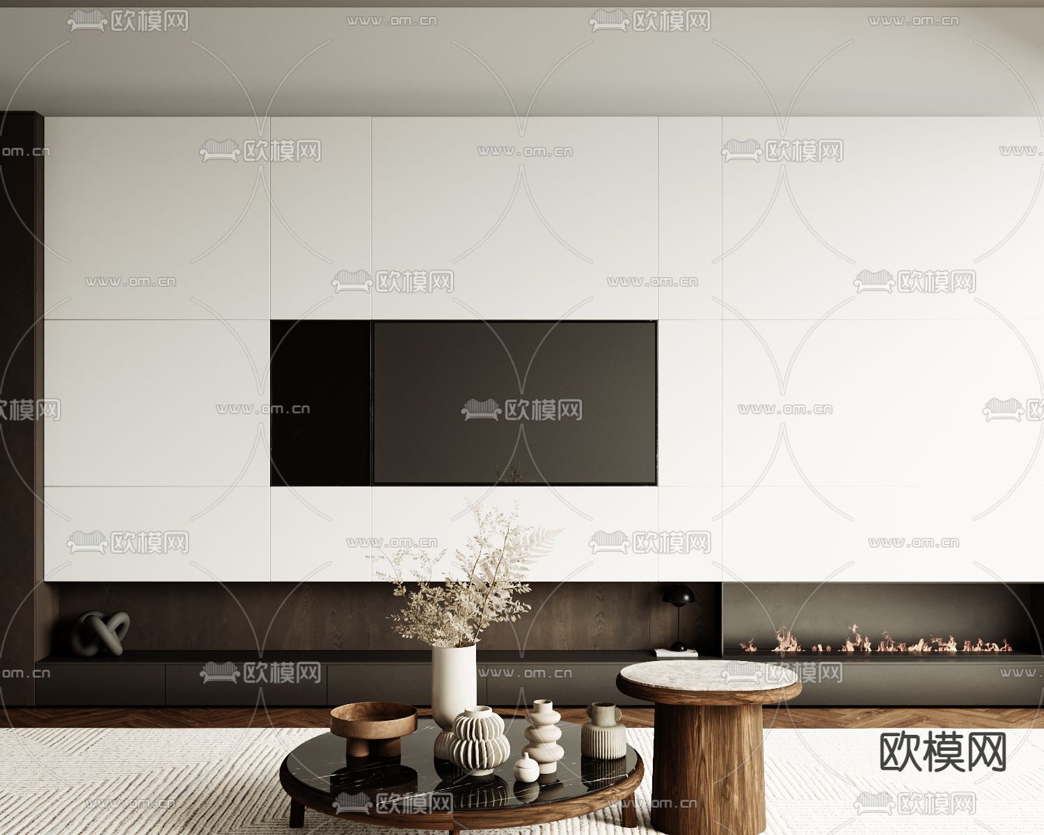 电视背景墙3d模型下载