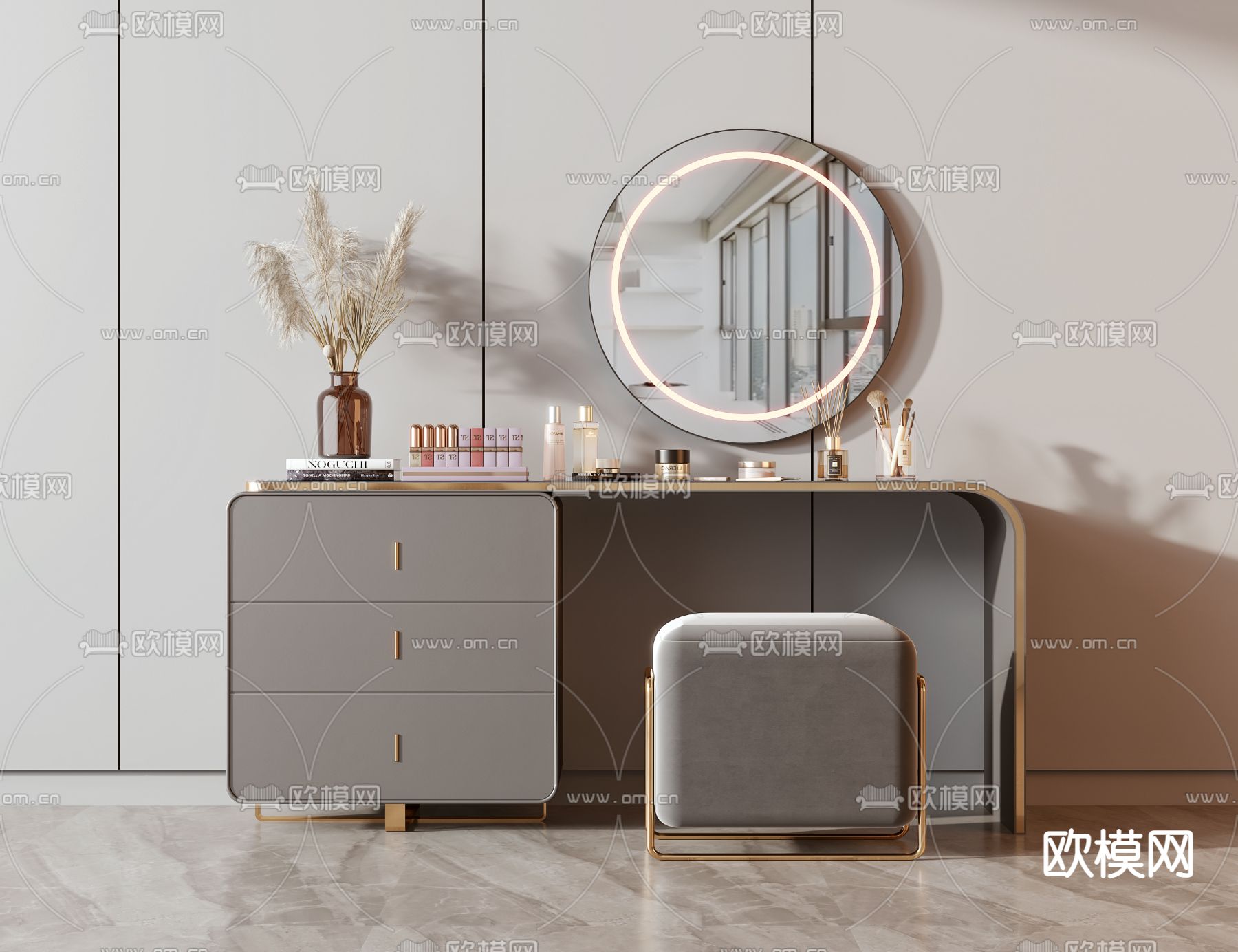 梳妆台 化妆台3d模型下载