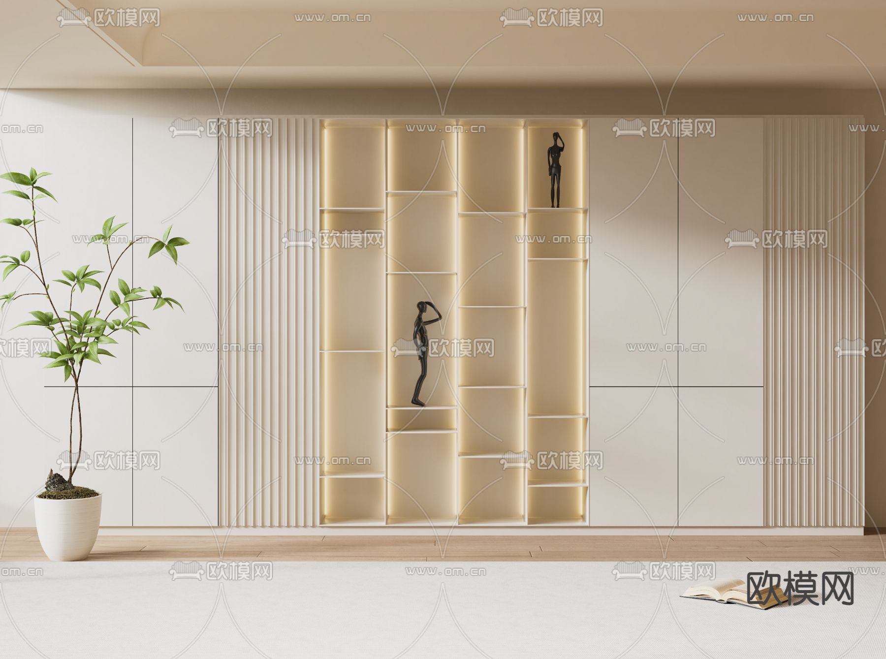 奶油风衣柜 装饰柜3d模型下载