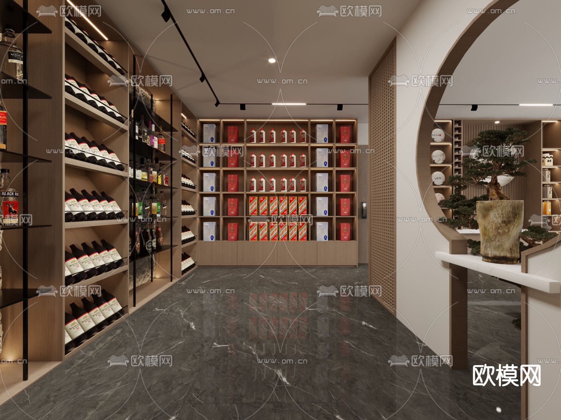 新中式茶行 烟酒店3d模型下载（渲染图1）