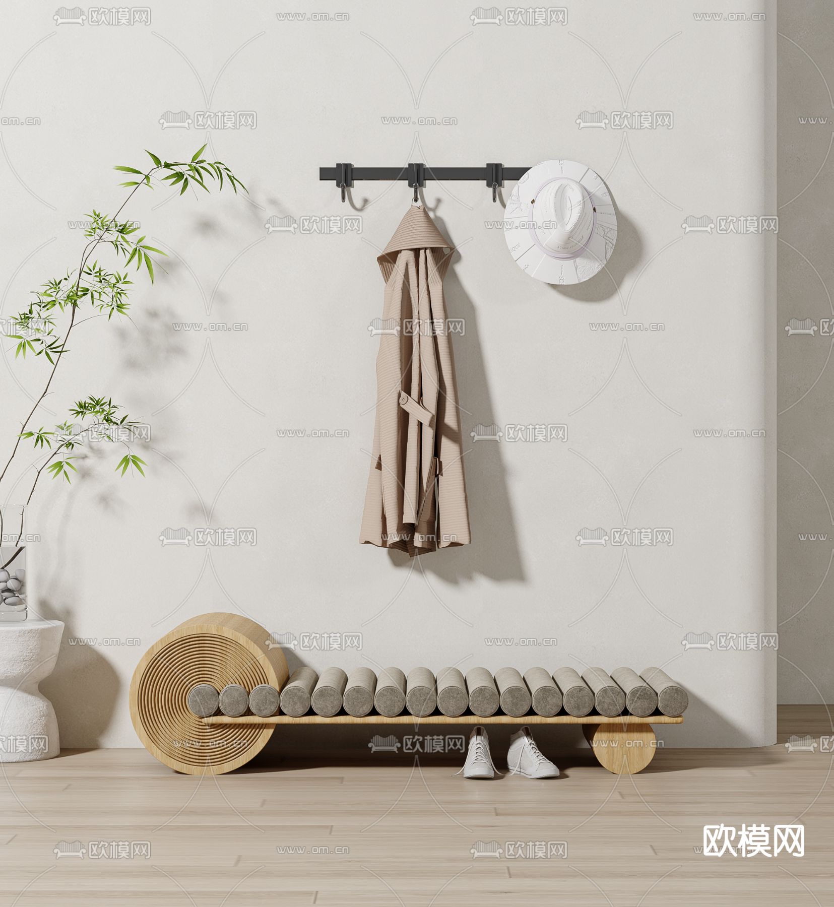 北欧换鞋凳 长凳 凳子3d模型下载