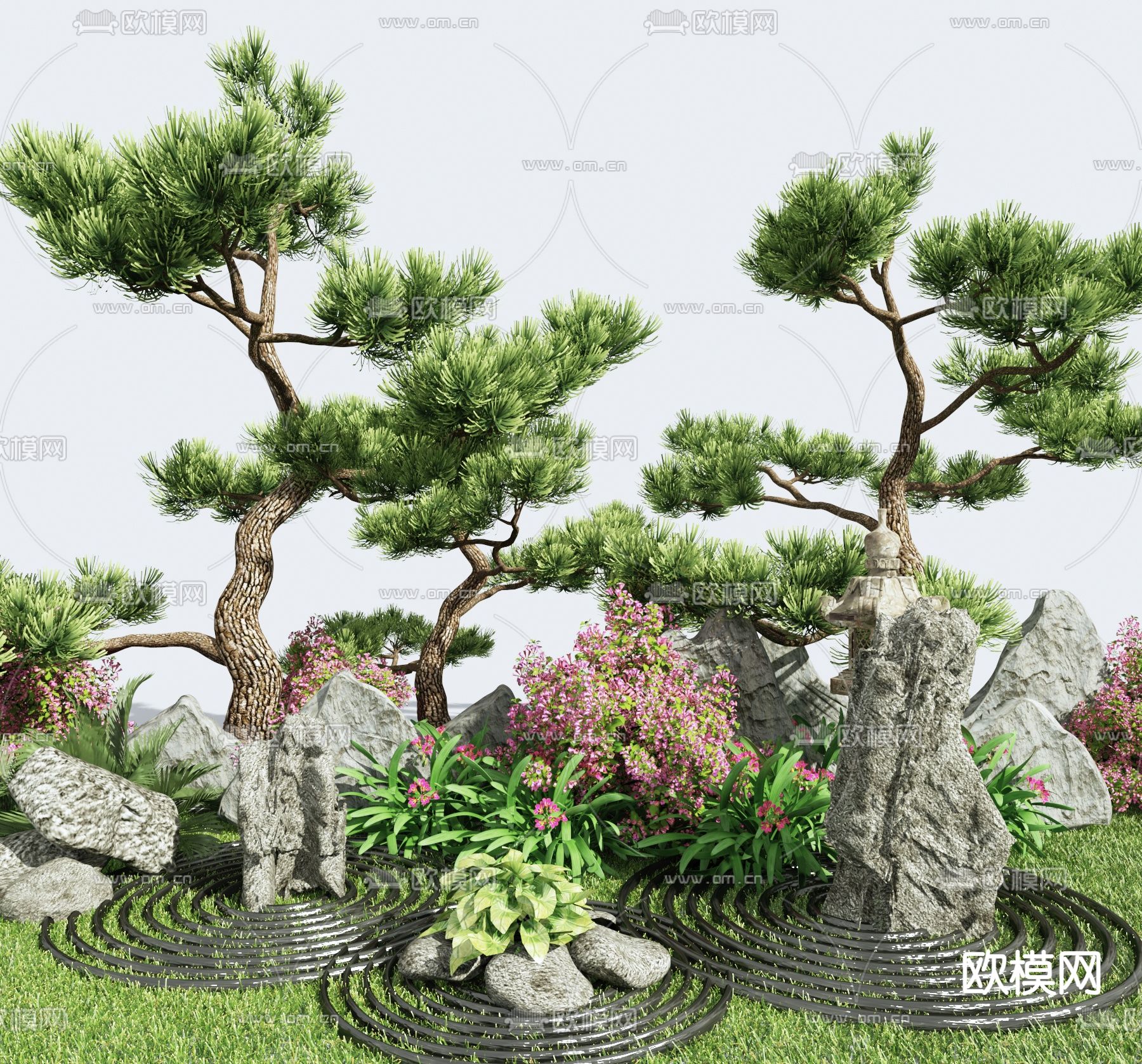 松树假山小品3d模型下载_ID13052960_3dmax免费模型-欧模网