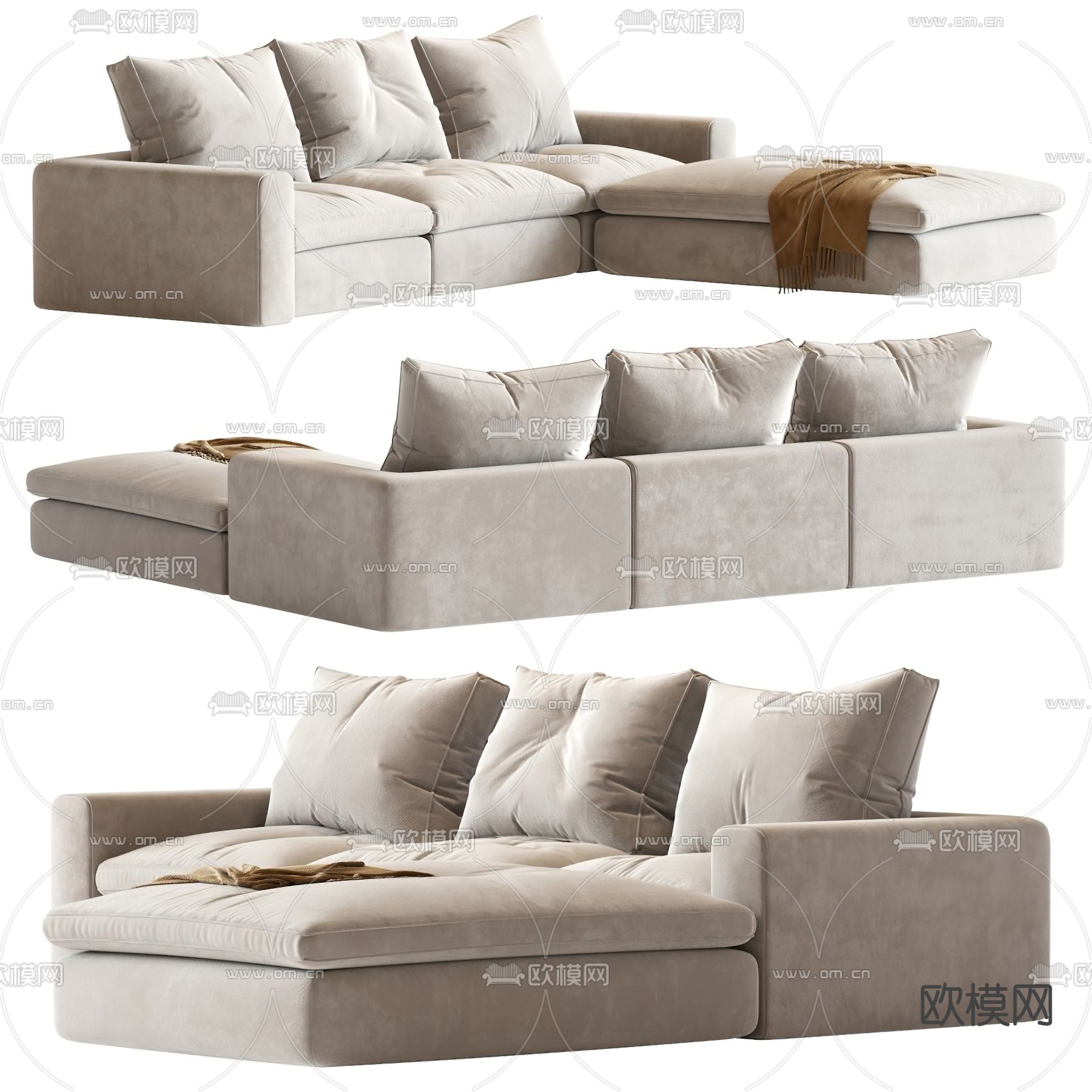 转角沙发 模块沙发3d模型下载