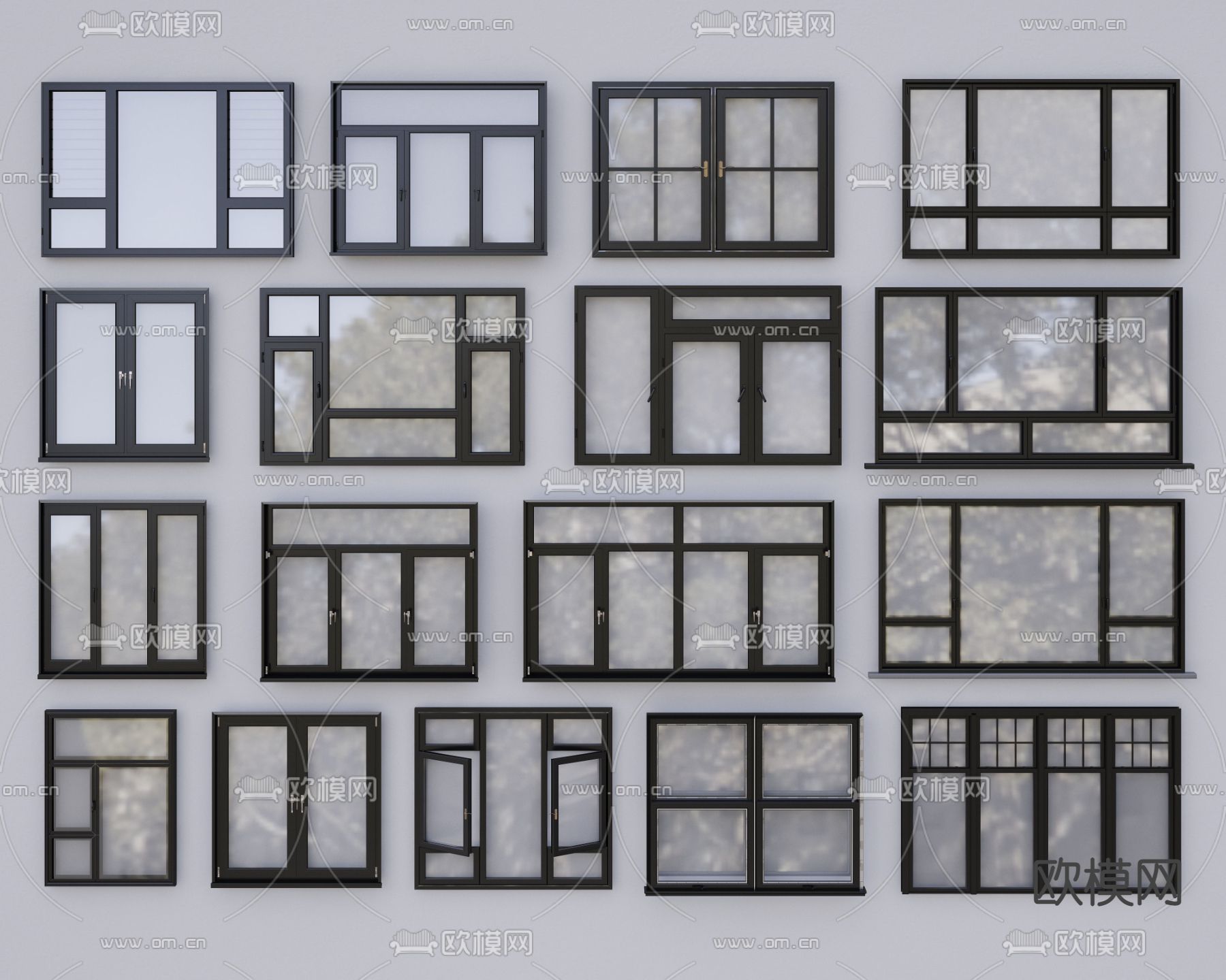铝合金窗户 平开窗 落地窗3d模型下载