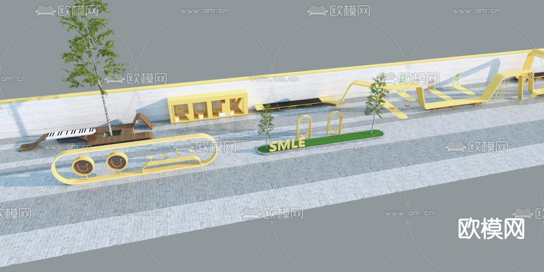 街头公园 公共设施 3d模型下载