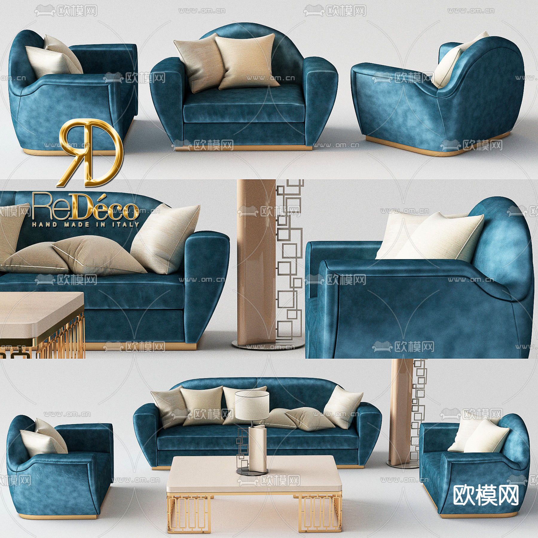 简欧组合沙发3d模型下载
