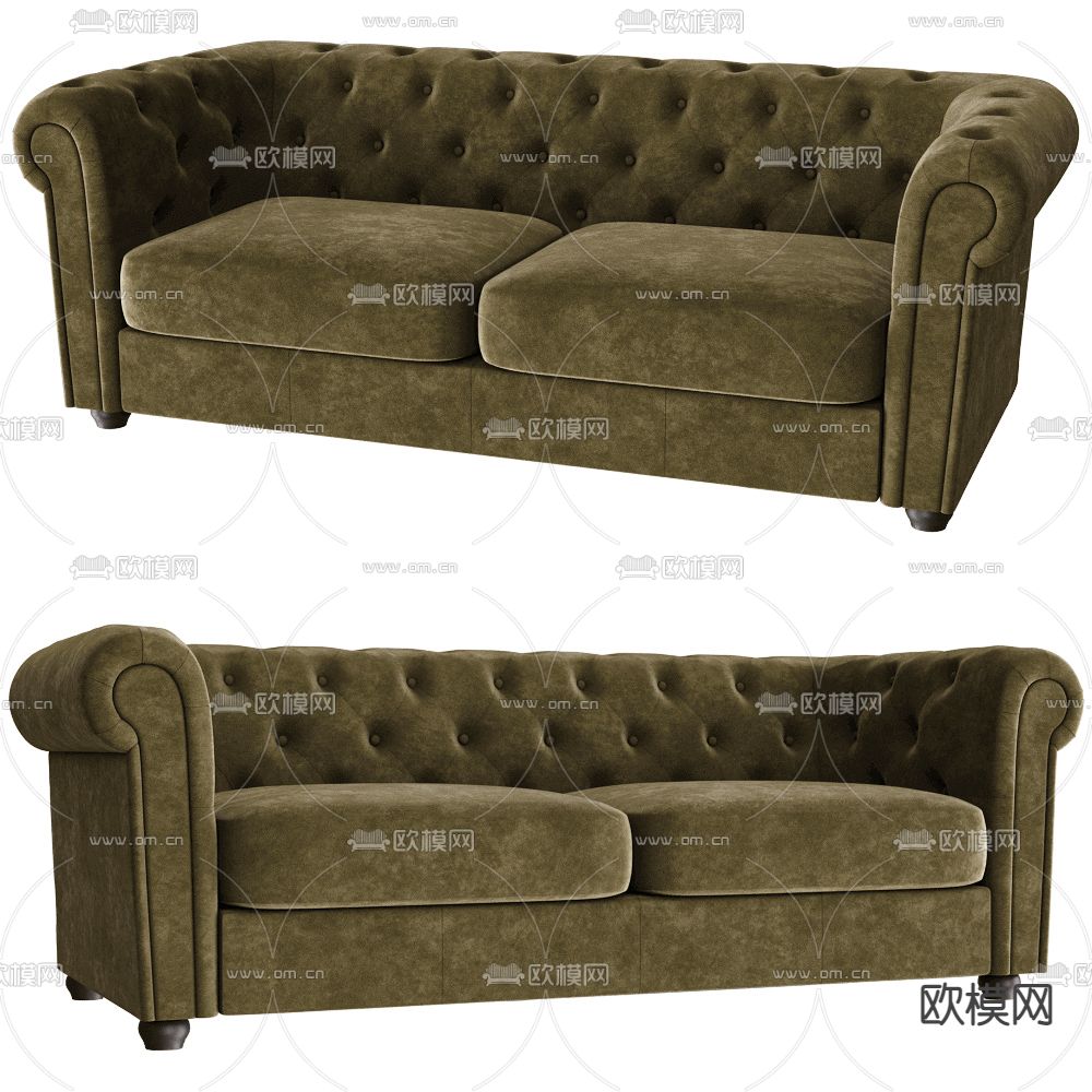 简欧沙发 双人沙发3d模型下载