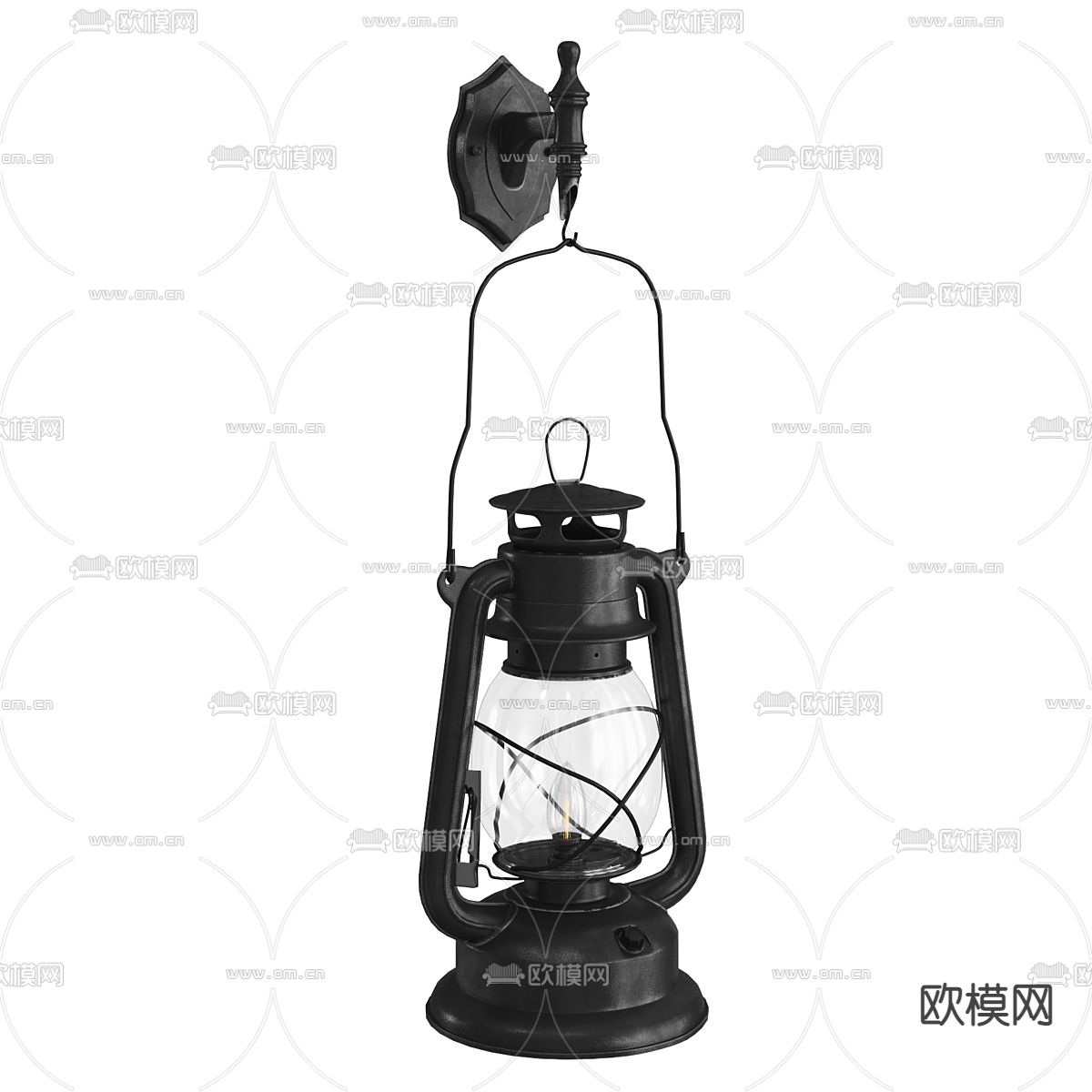工业风马蹄灯 煤油灯3d模型下载（渲染图1）