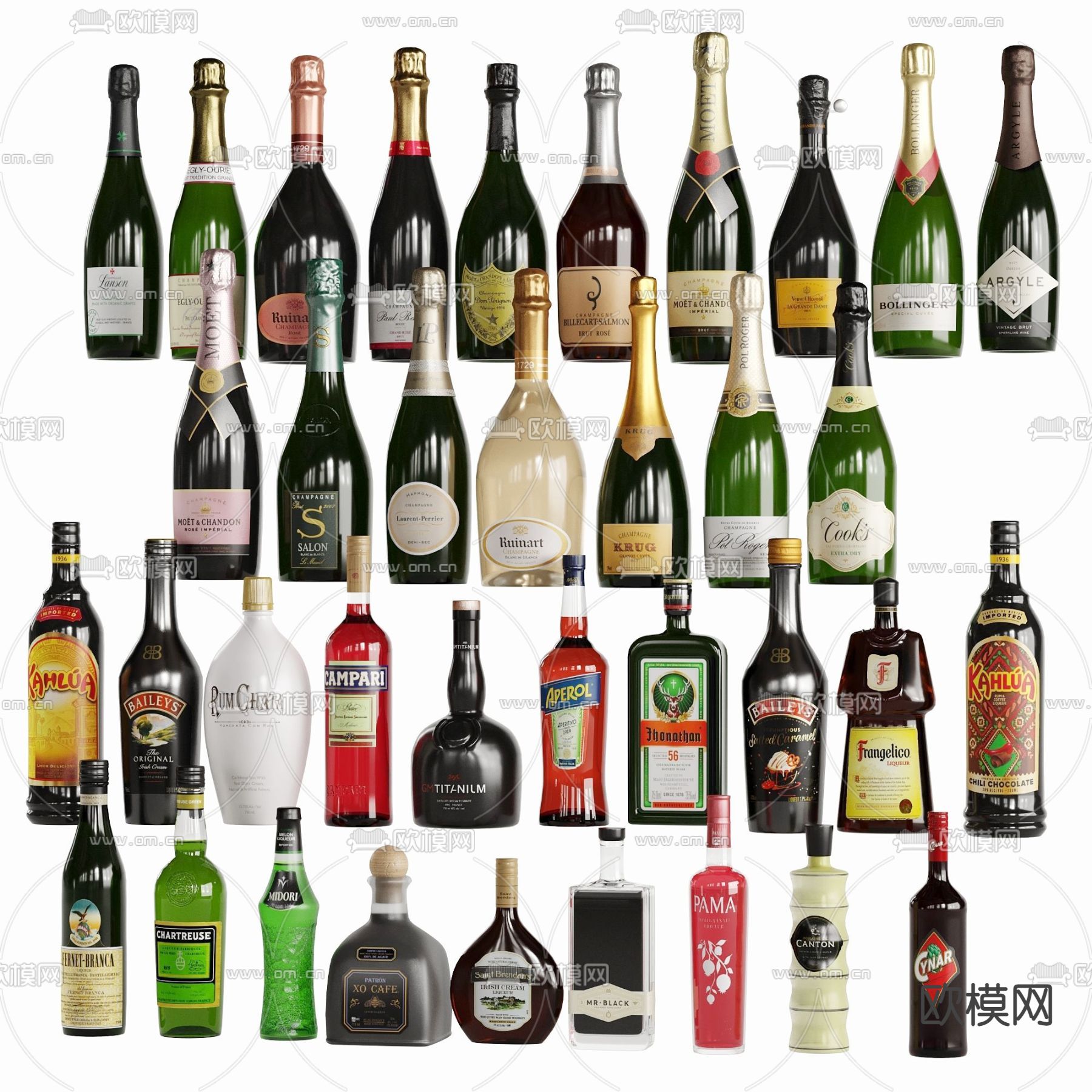 香槟 酒瓶 洋酒 酒水 3d模型下载