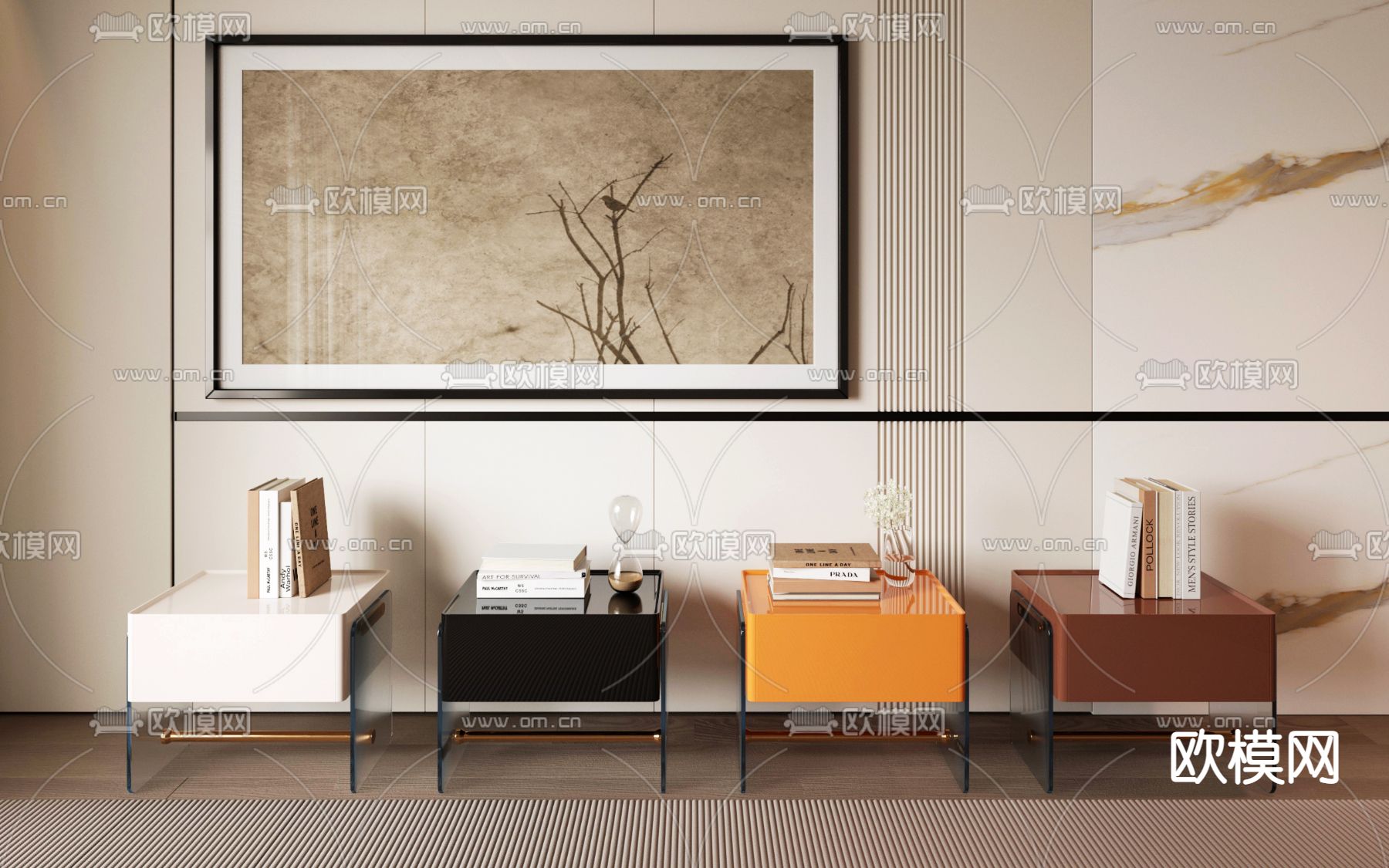 现代床头柜3d模型下载