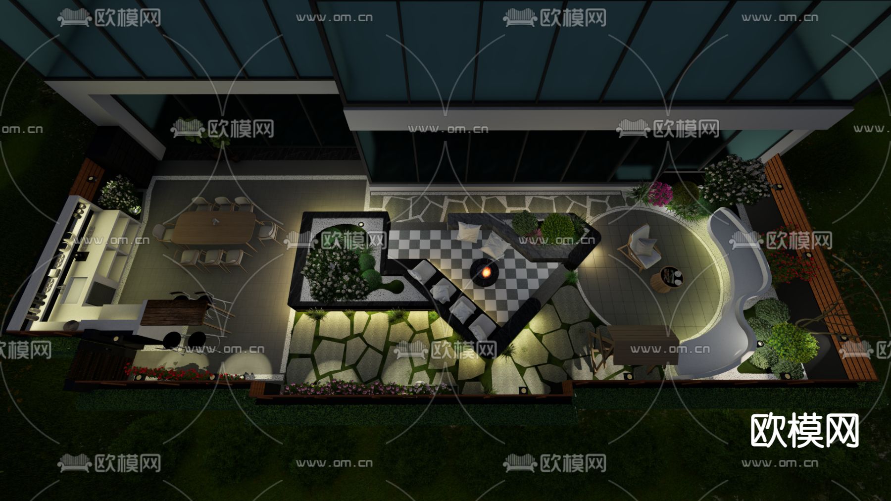 庭院花园su模型下载（渲染图4）