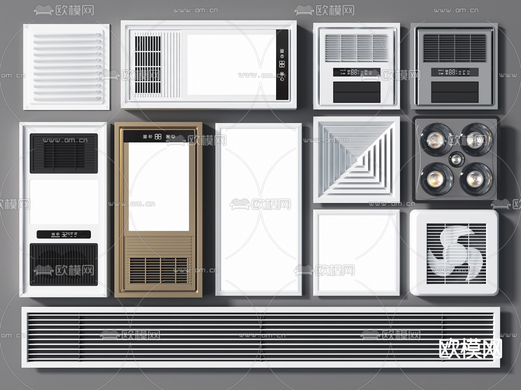 浴霸 取暖器 空调出风口 排气扇3d模型下载