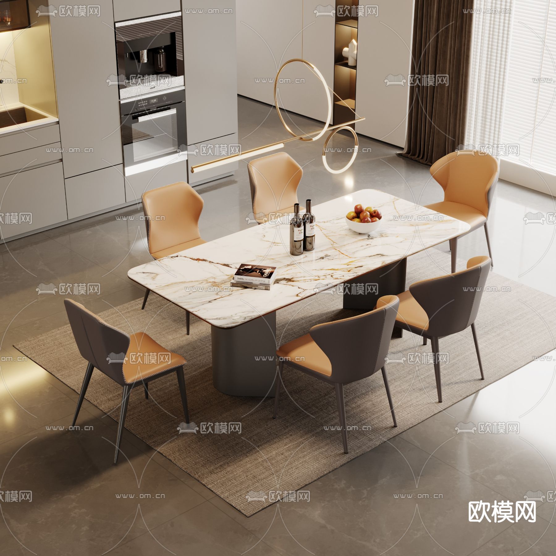 现代餐桌椅3d模型下载