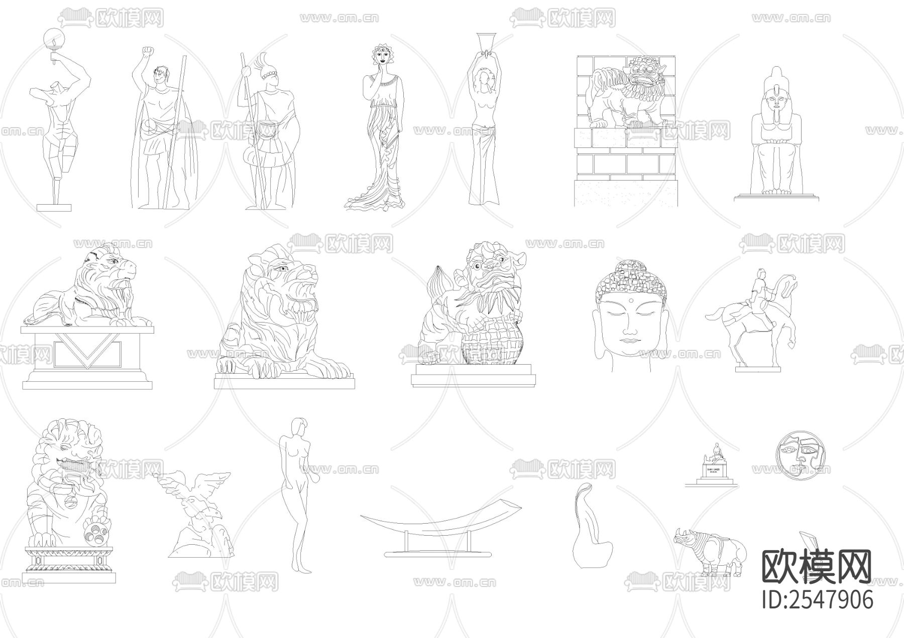 特别全的装饰画CAD图库下载（渲染图6）