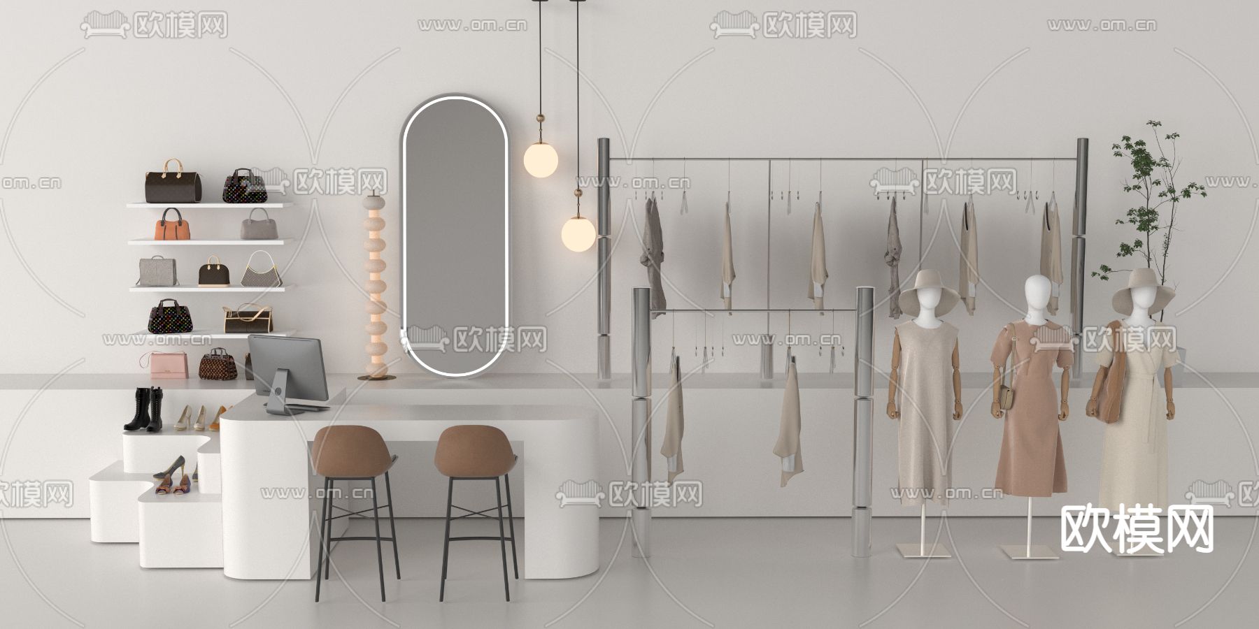 女装店 服装店3d模型下载_ID13048814_3dmax免费模型-欧模网