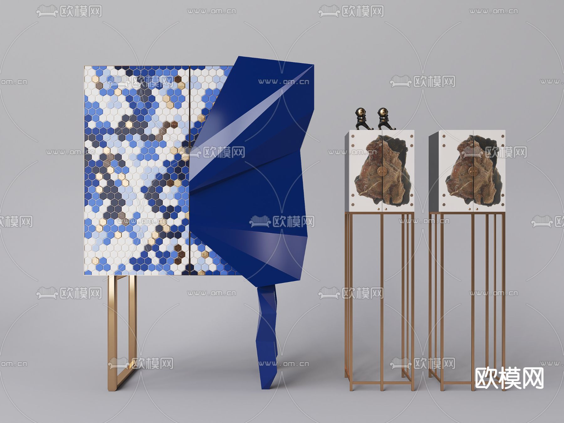 后现代边柜 装饰柜3d模型下载（渲染图3）