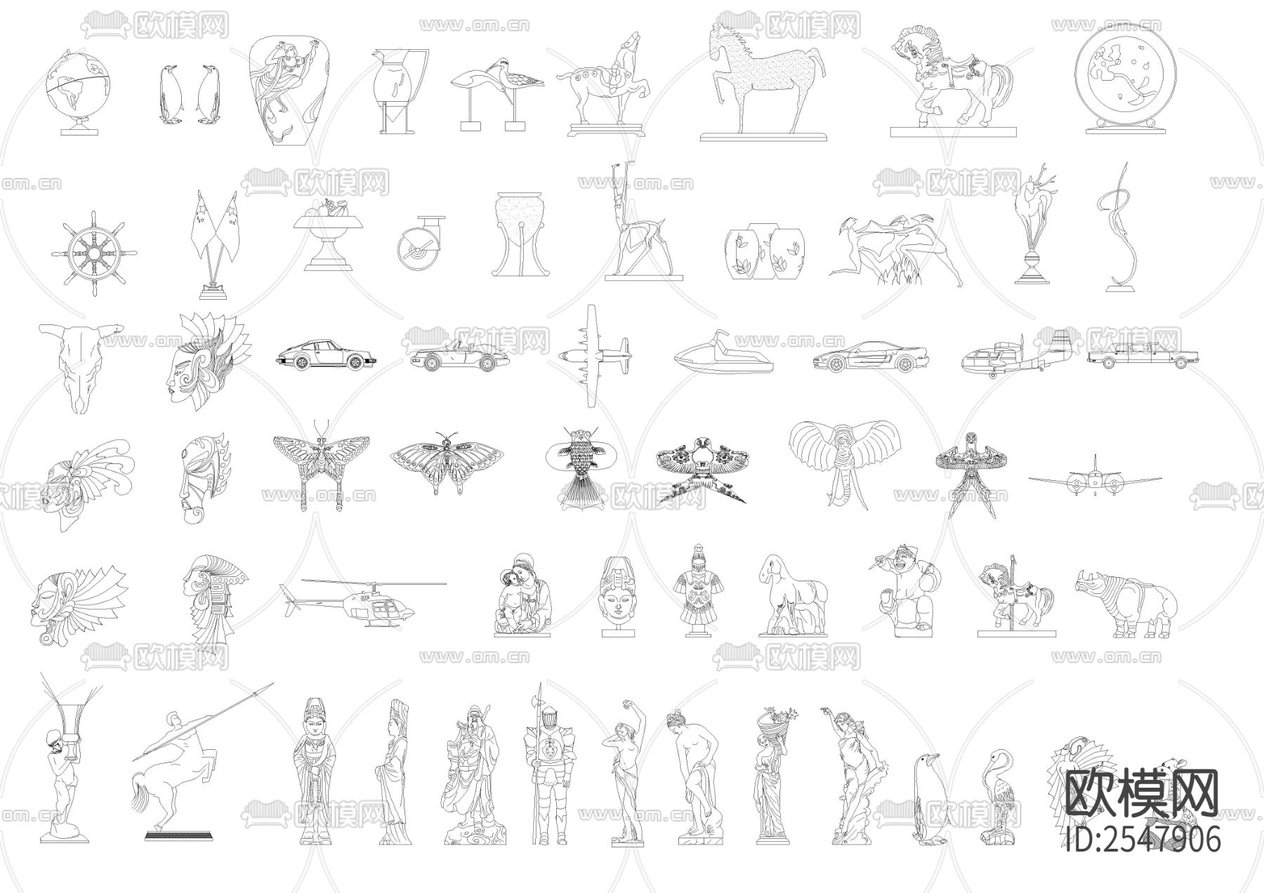 特别全的装饰画CAD图库下载（渲染图7）