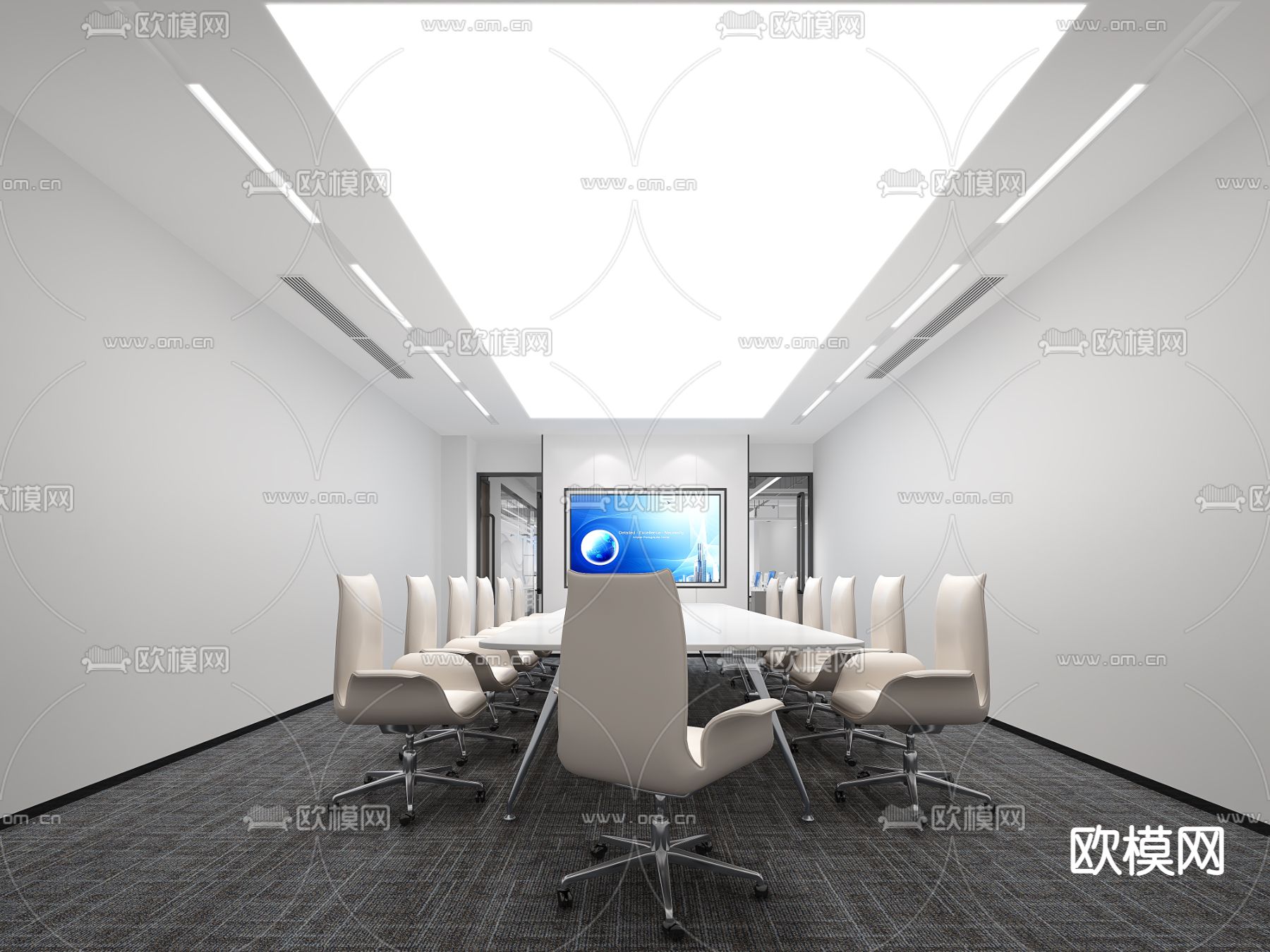 现代会议室3d模型下载_ID13054984_3dmax免费模型-欧模网
