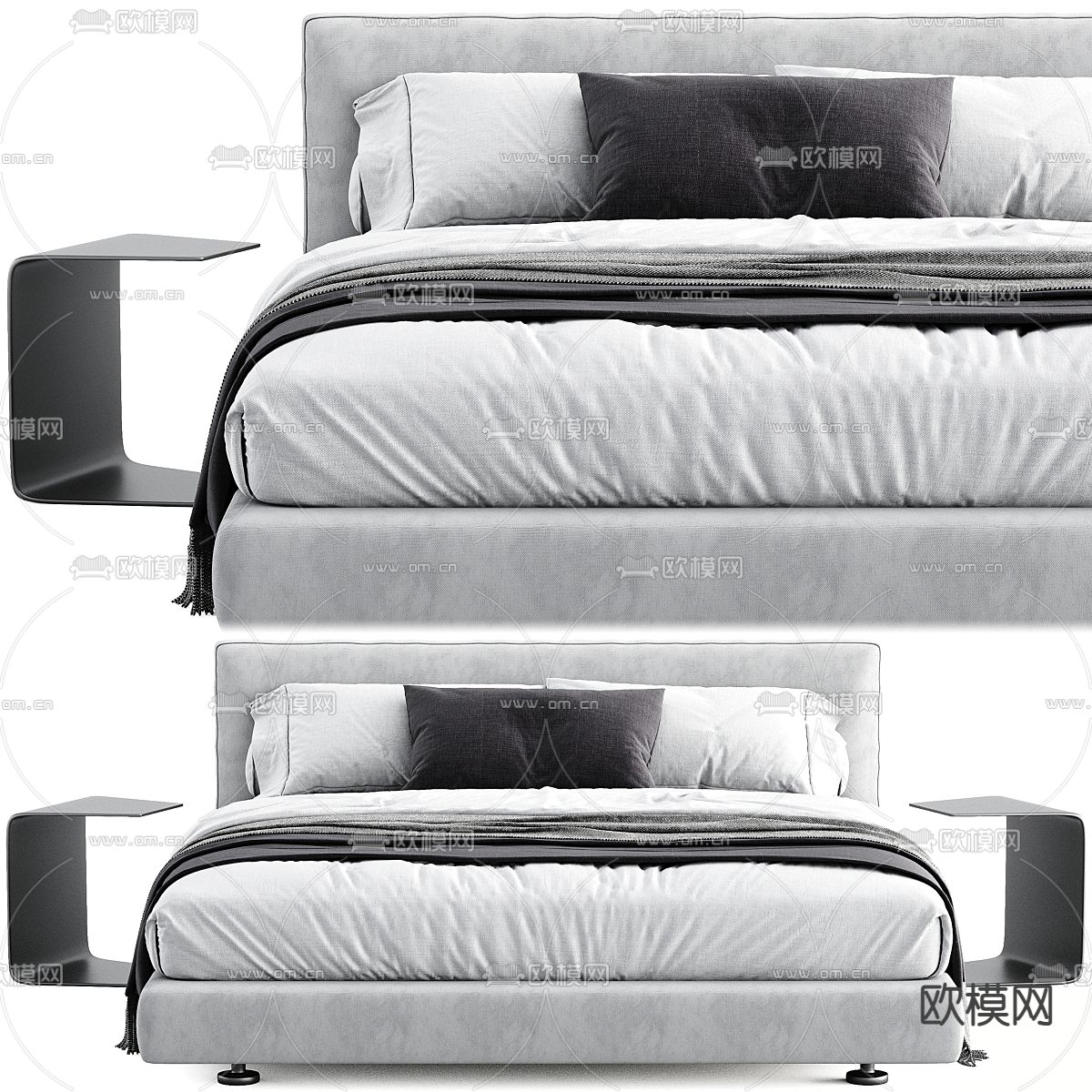 B&B Italia 双人床3d模型下载（渲染图2）