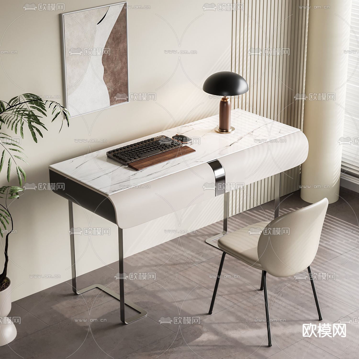 书桌椅 学习桌 写字台3d模型下载