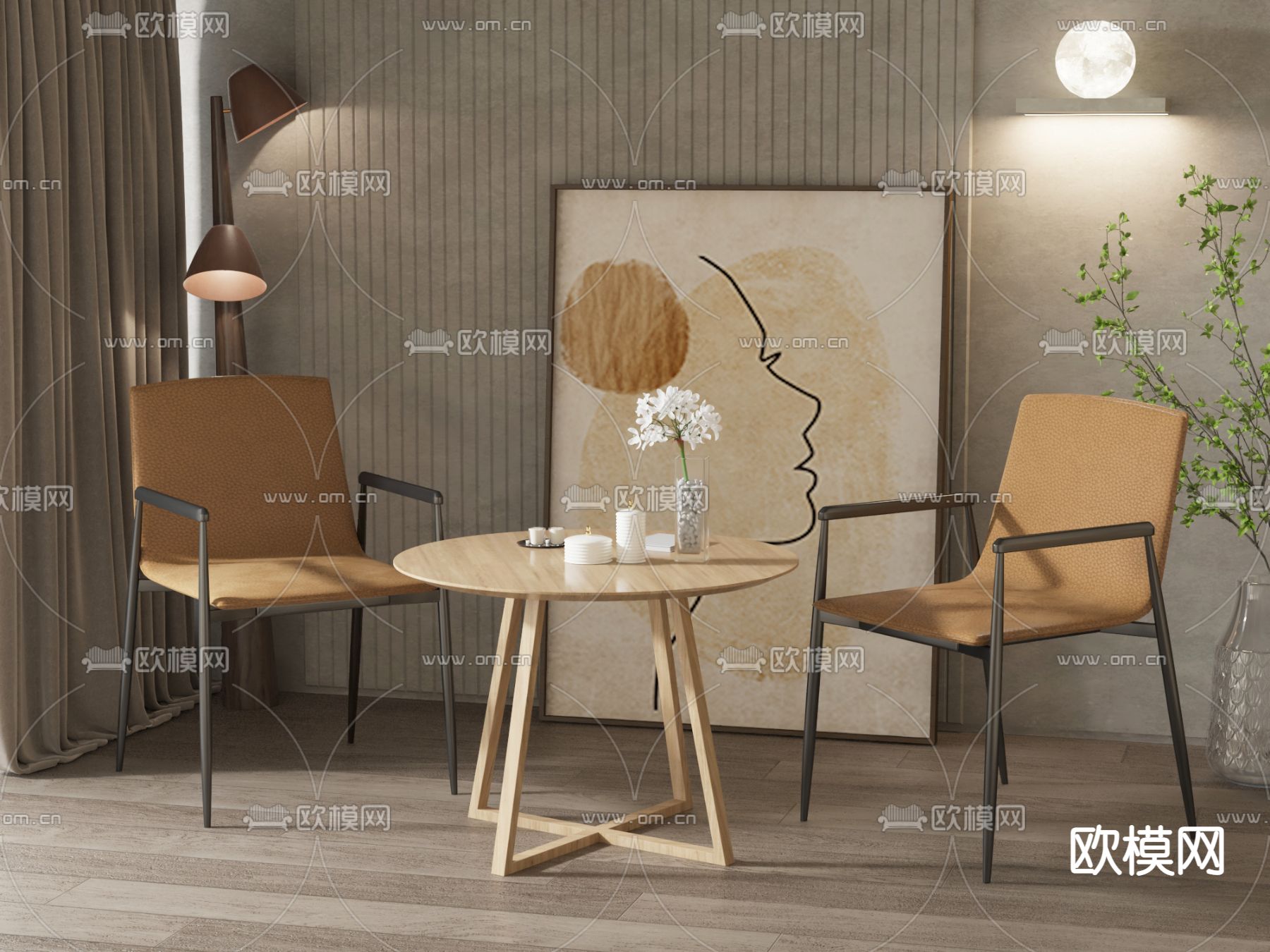 现代洽谈桌椅 休闲桌椅3d模型下载