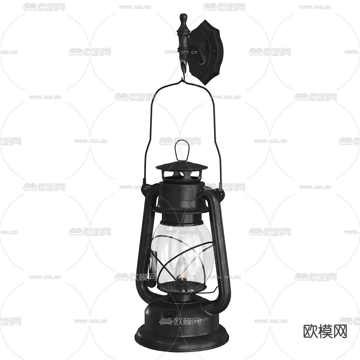 工业风马蹄灯 煤油灯3d模型下载（渲染图3）