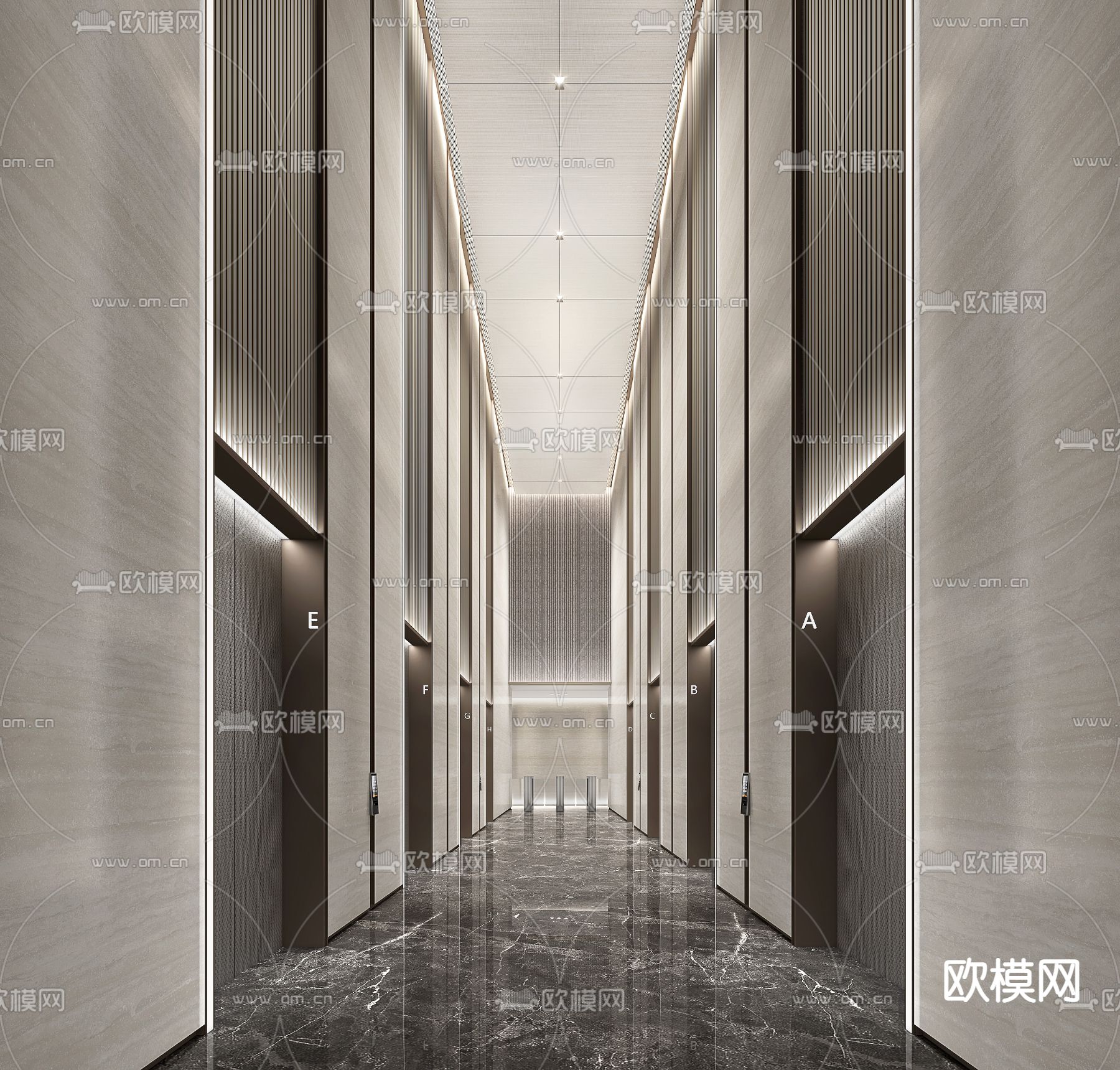 办公楼电梯厅 电梯间3d模型下载