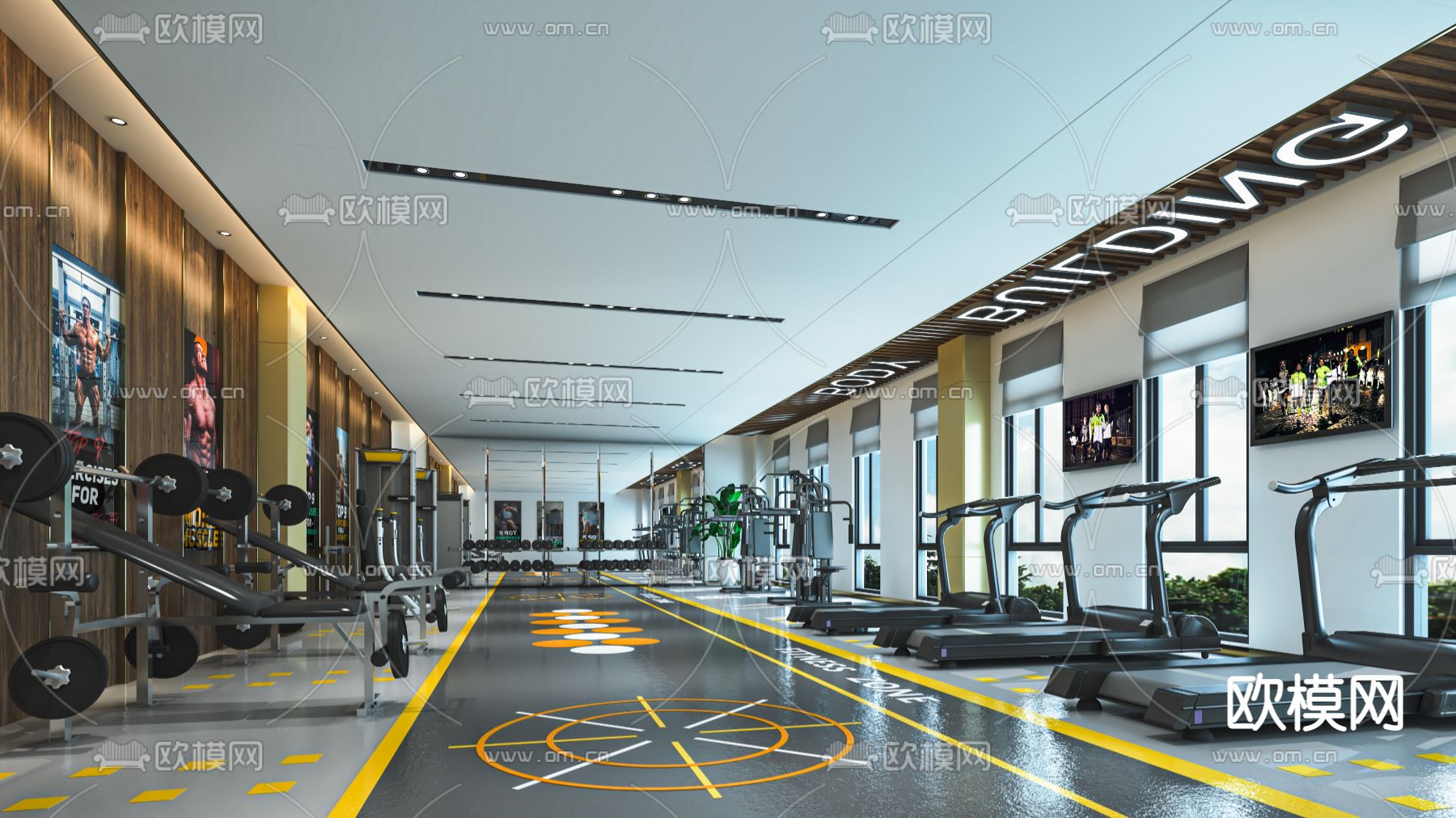 现代健身房su模型下载