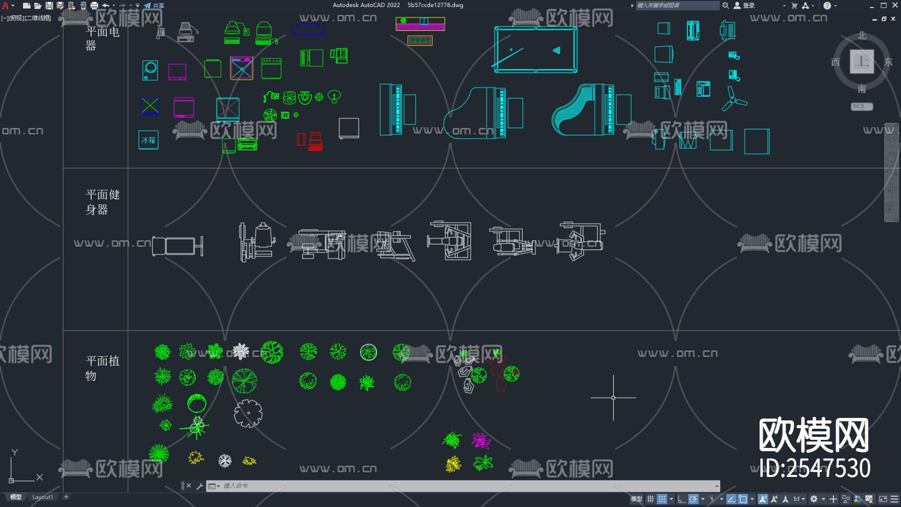 室内装饰平面图库cad施工图下载（渲染图3）