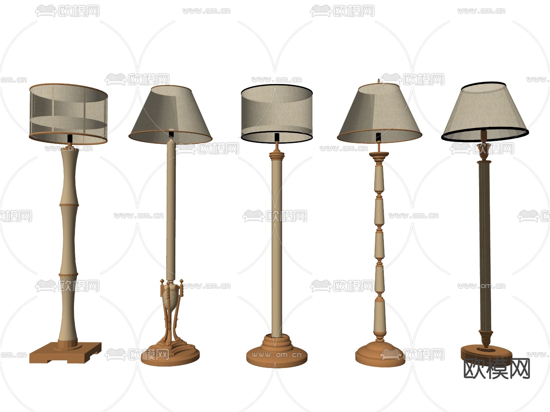 欧式落地灯su模型下载（渲染图2）
