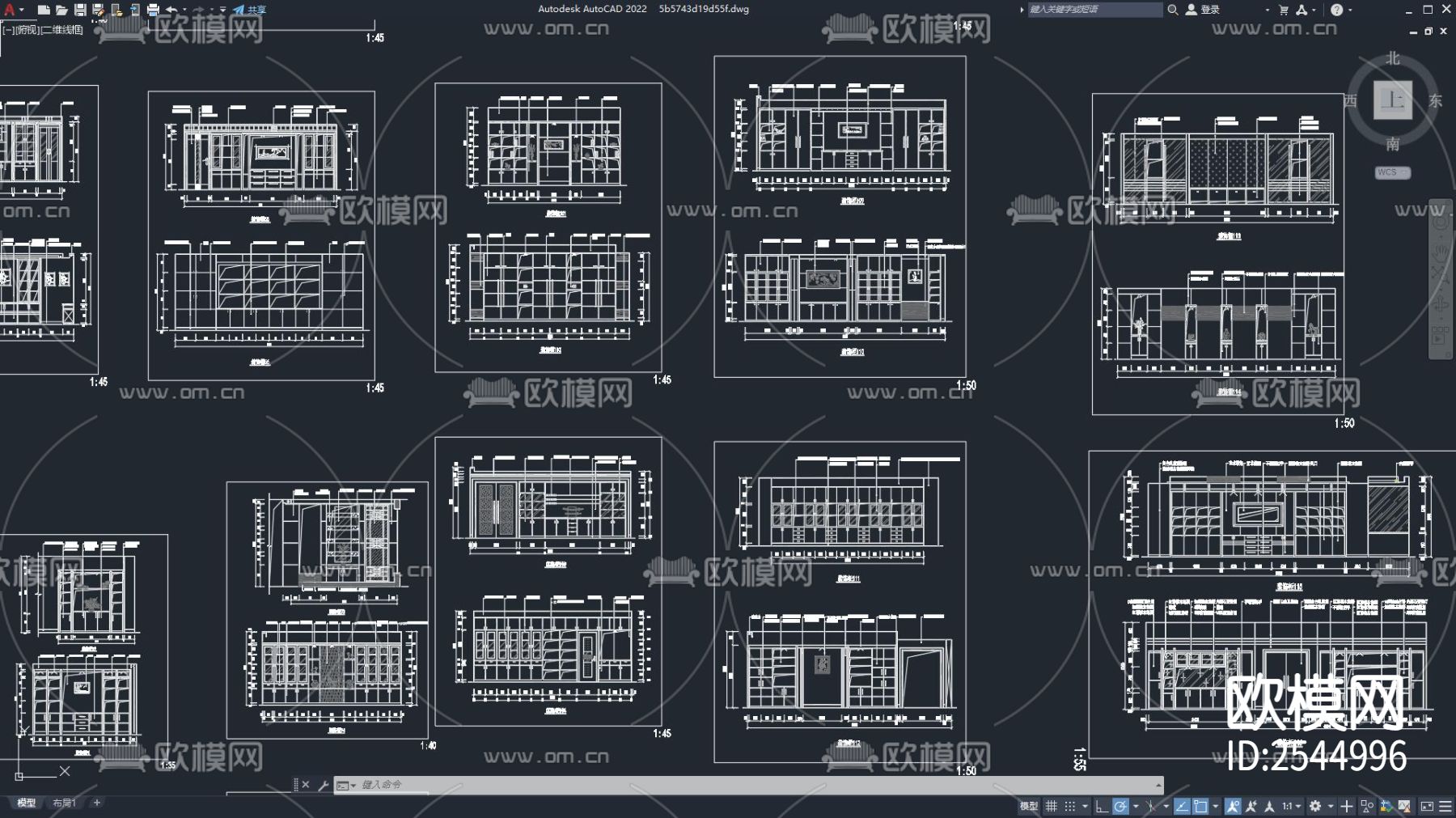CAD室内装饰柜设计cad图库下载（渲染图3）