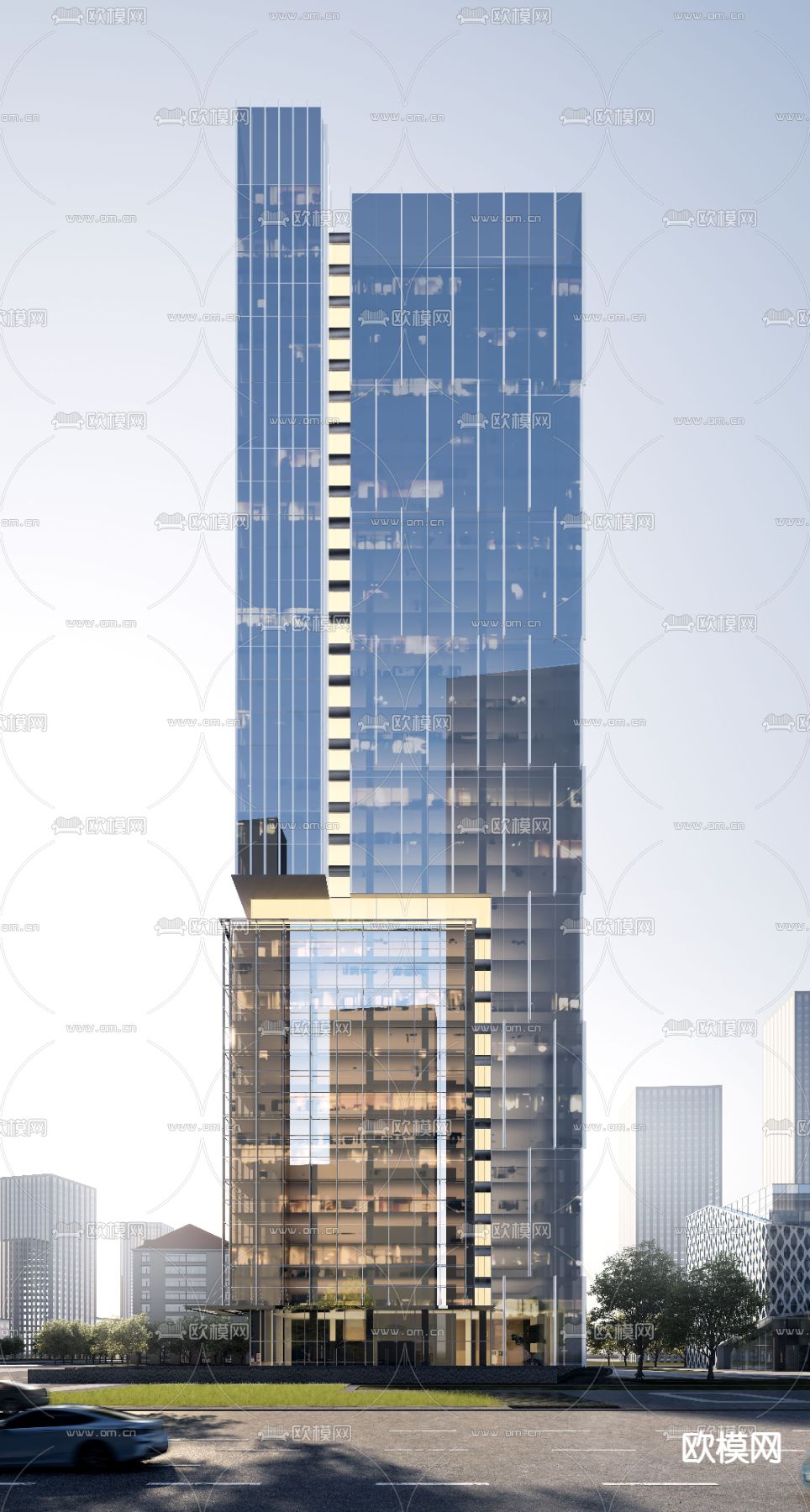 办公楼外观su模型下载（渲染图4）