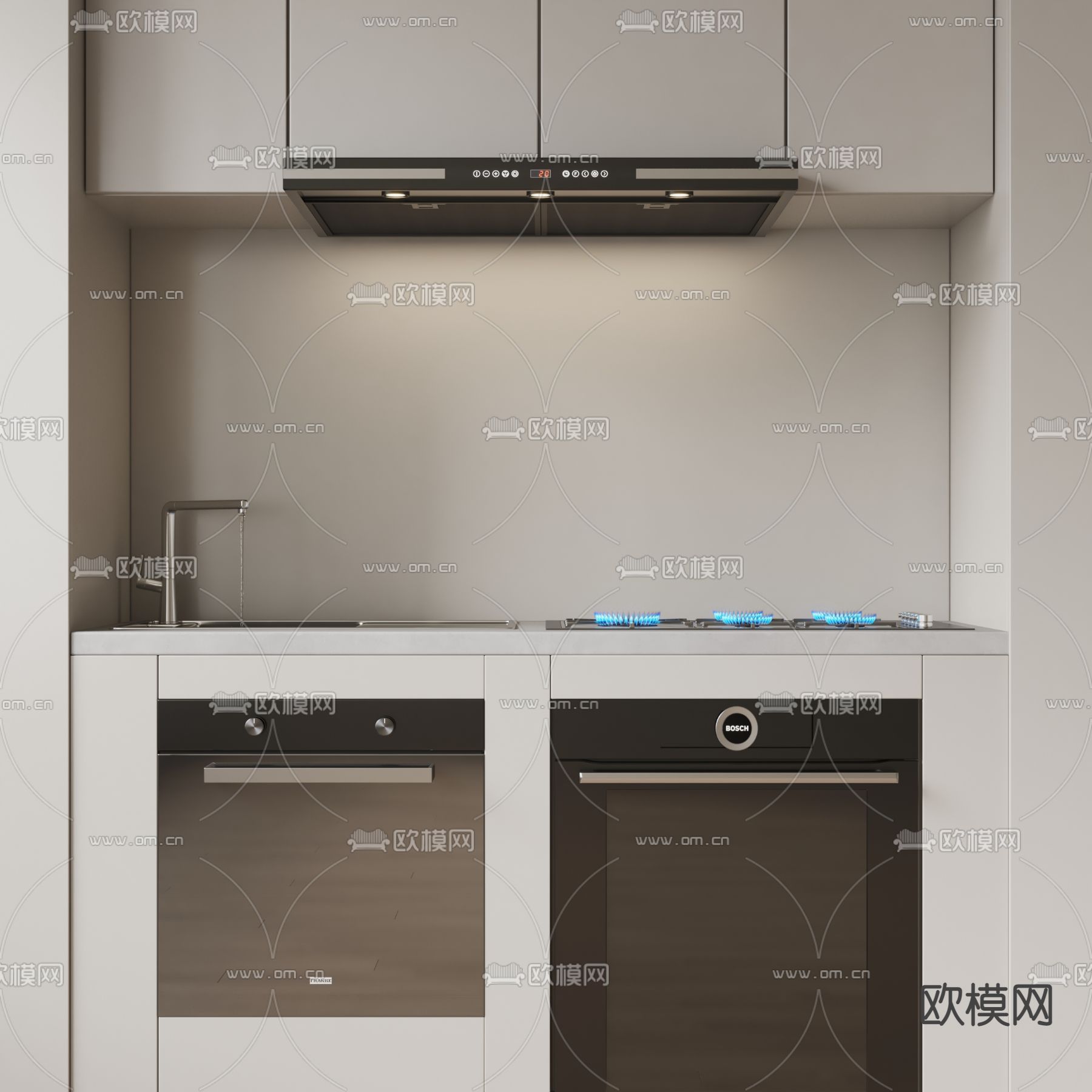 集成灶 橱柜 油烟机3d模型下载