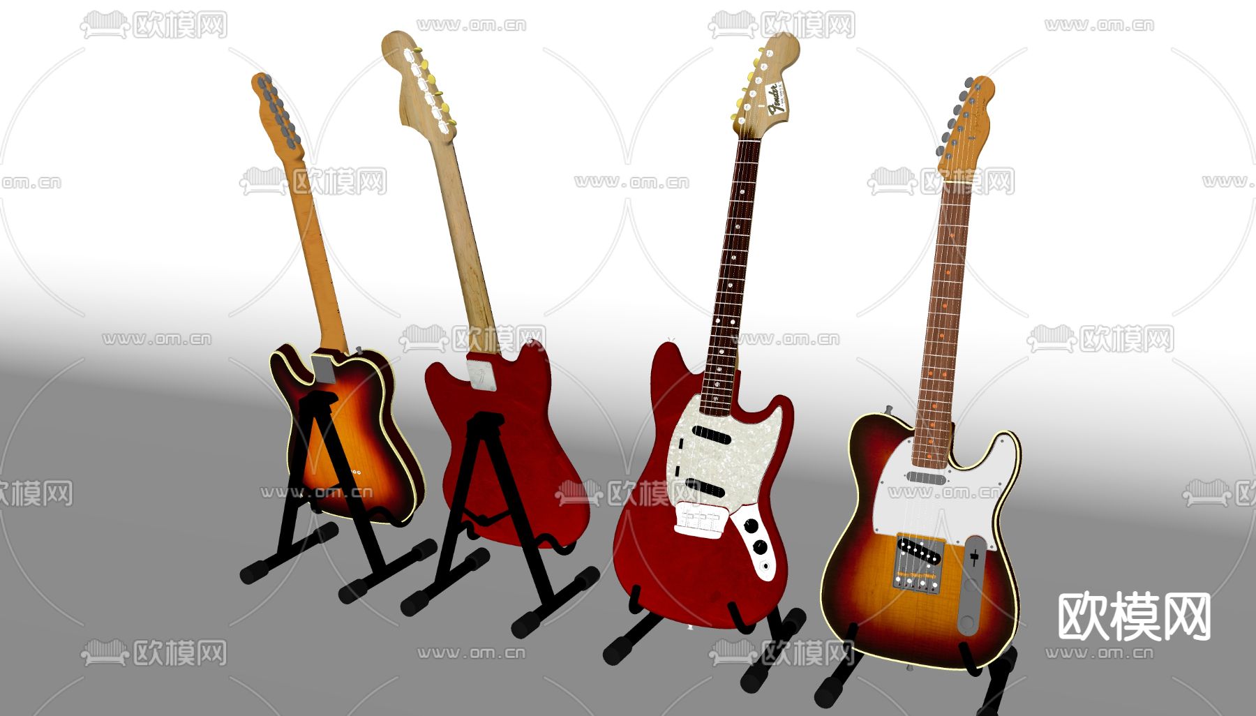 吉他 贝斯 乐器su模型下载（渲染图2）