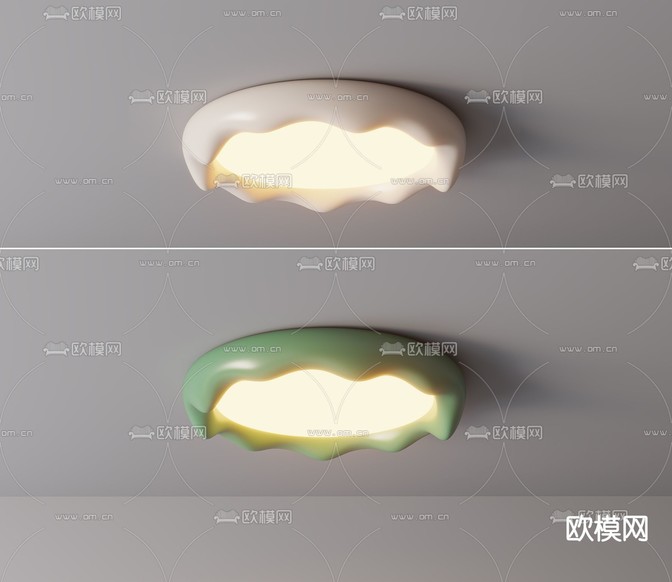 奶油风吸顶灯3d模型下载