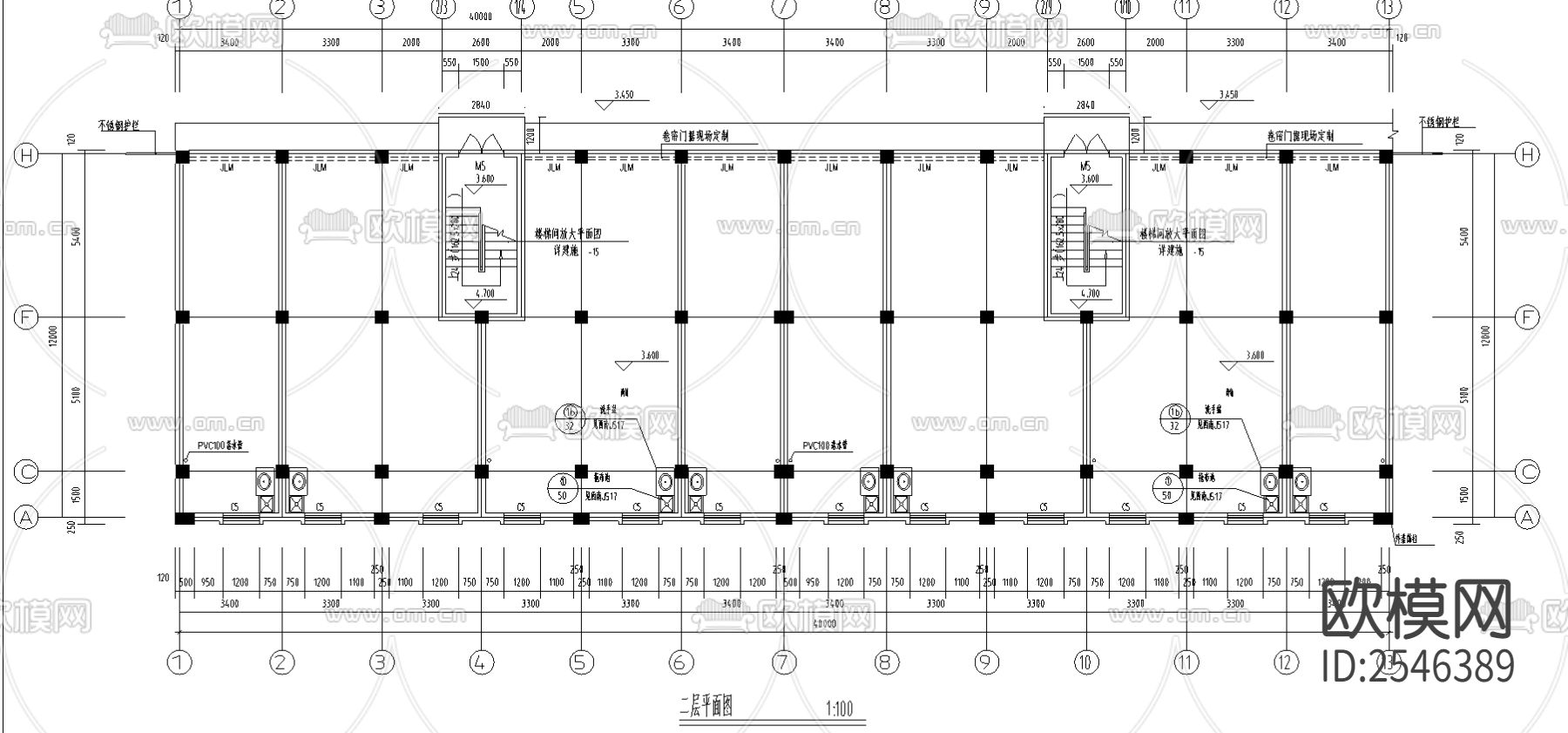 6层砖混结构商住楼设计cad施工图下载（渲染图4）