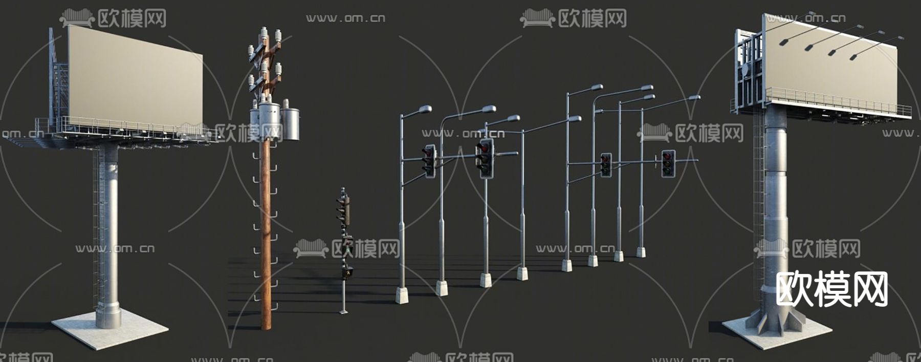 现代道路交通标志标识su模型下载（渲染图3）