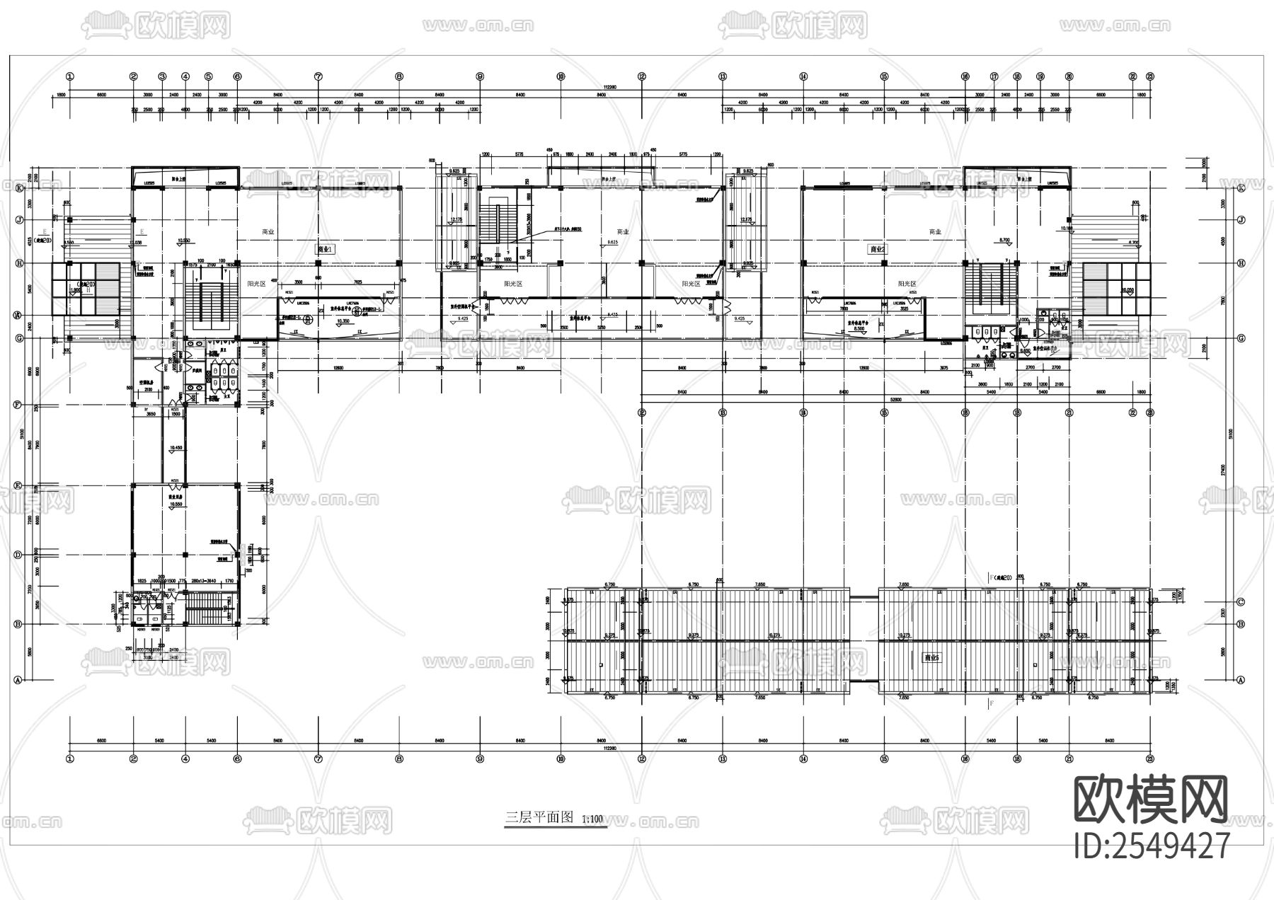 仿古商业街CAD施工图下载（渲染图3）