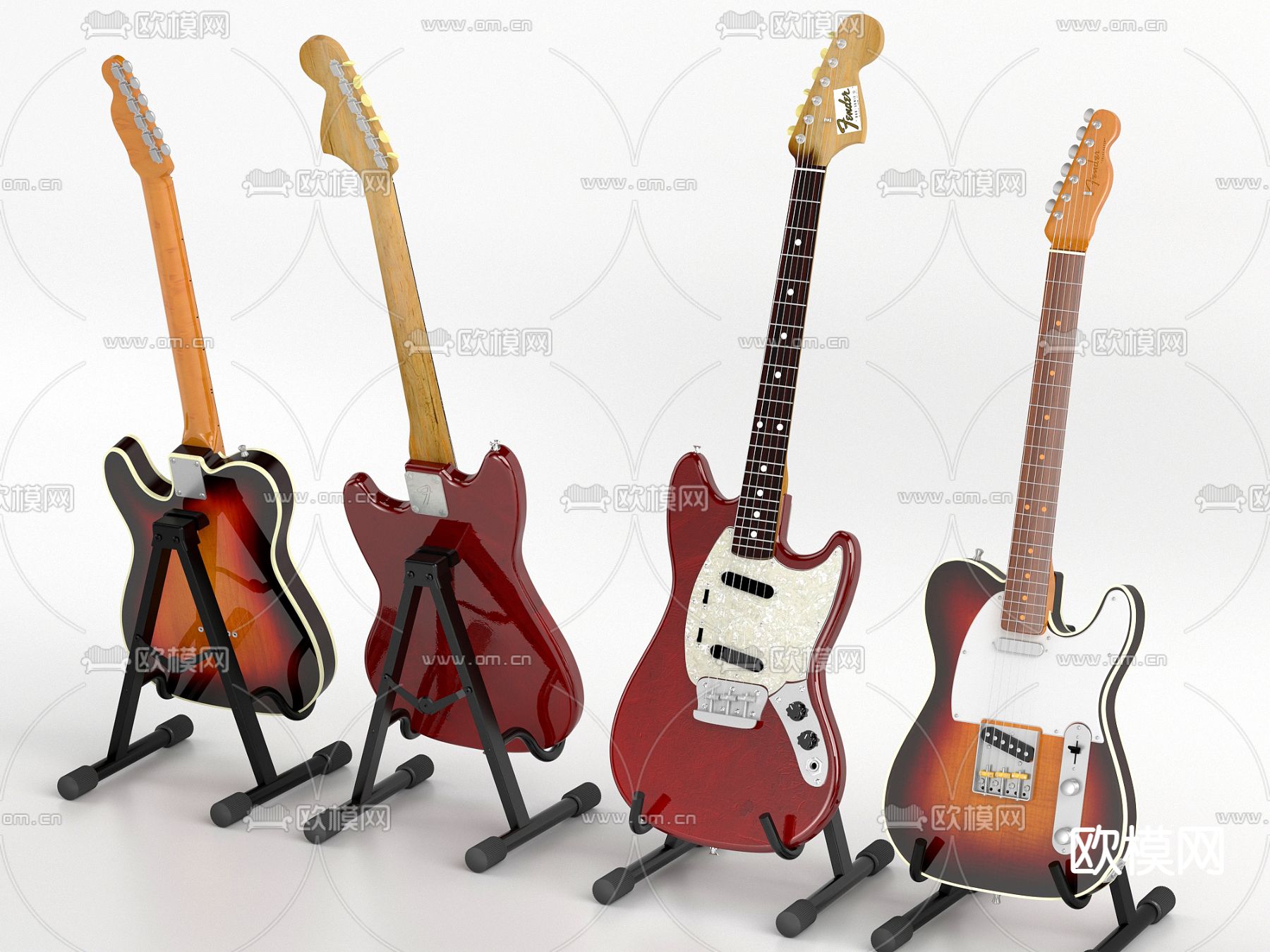 吉他 贝斯 乐器su模型下载（渲染图1）