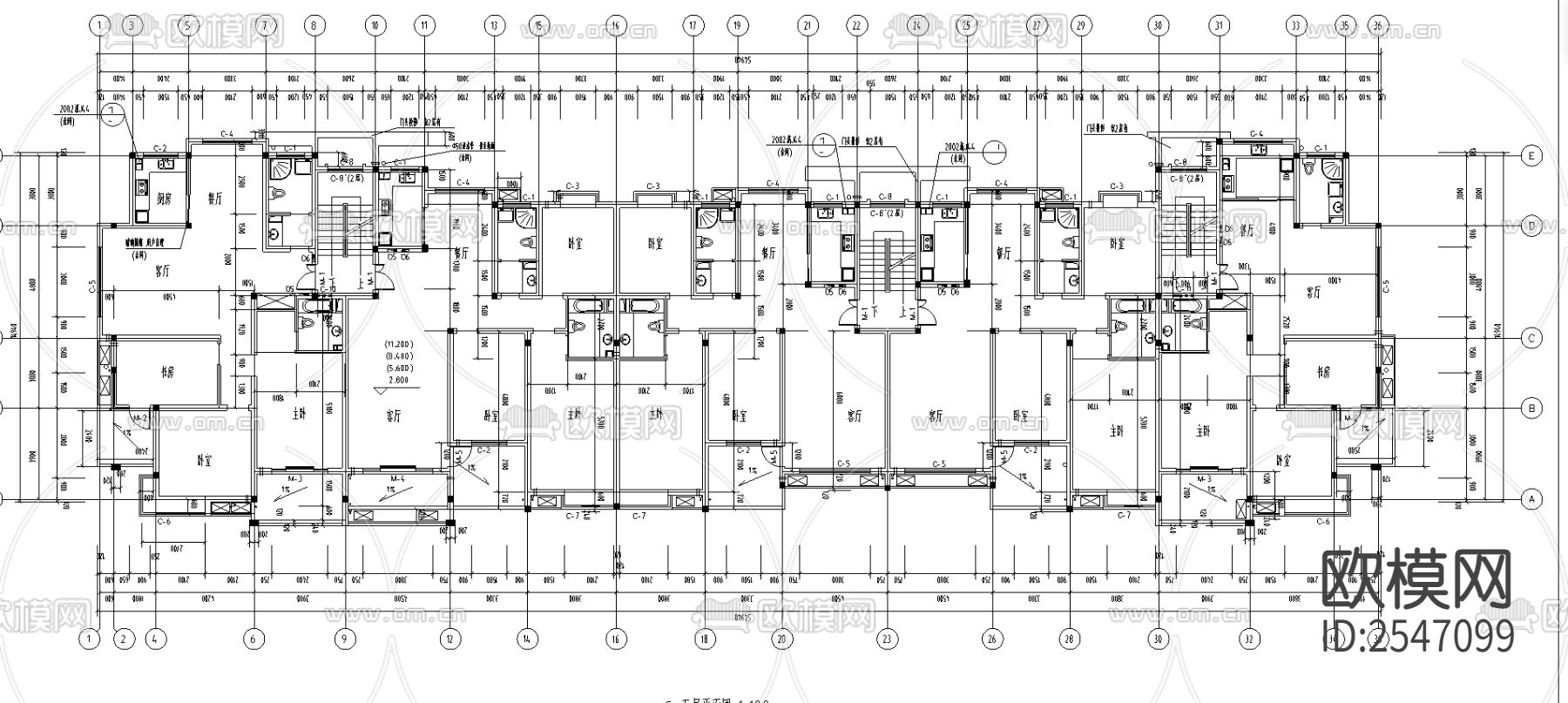 康平嘉园小区全套CAD施工图下载（渲染图1）