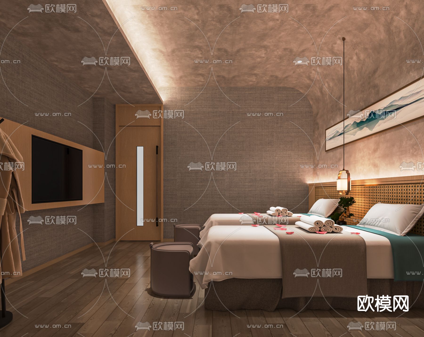 现代美容院包间su模型下载