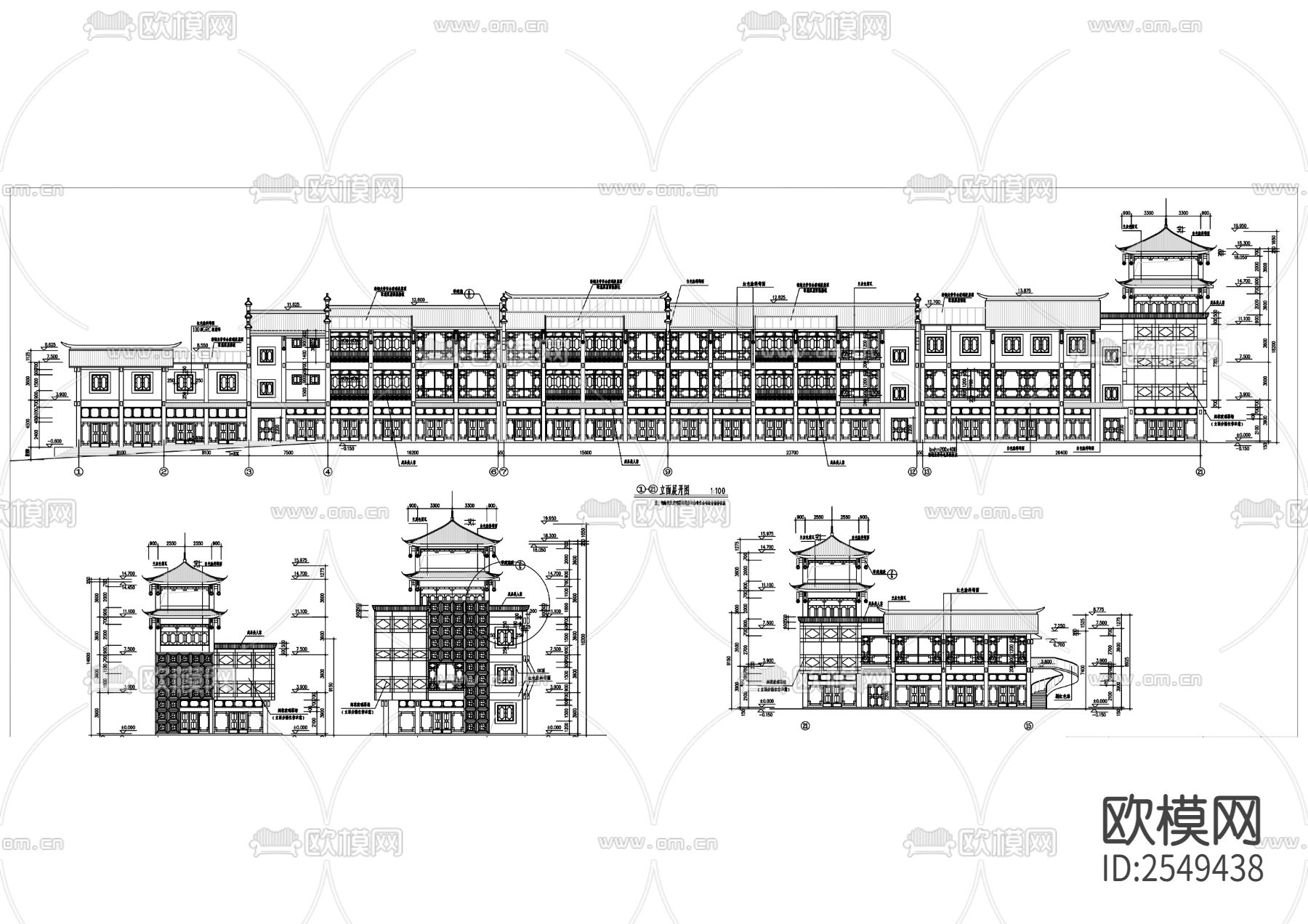 仿古商业街CAD施工图下载（渲染图3）
