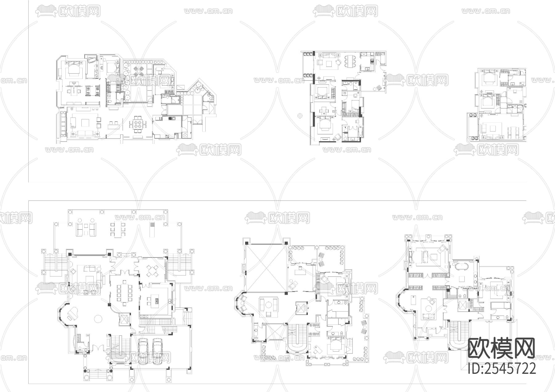 大平层-别墅-小户型cad图库下载（渲染图3）