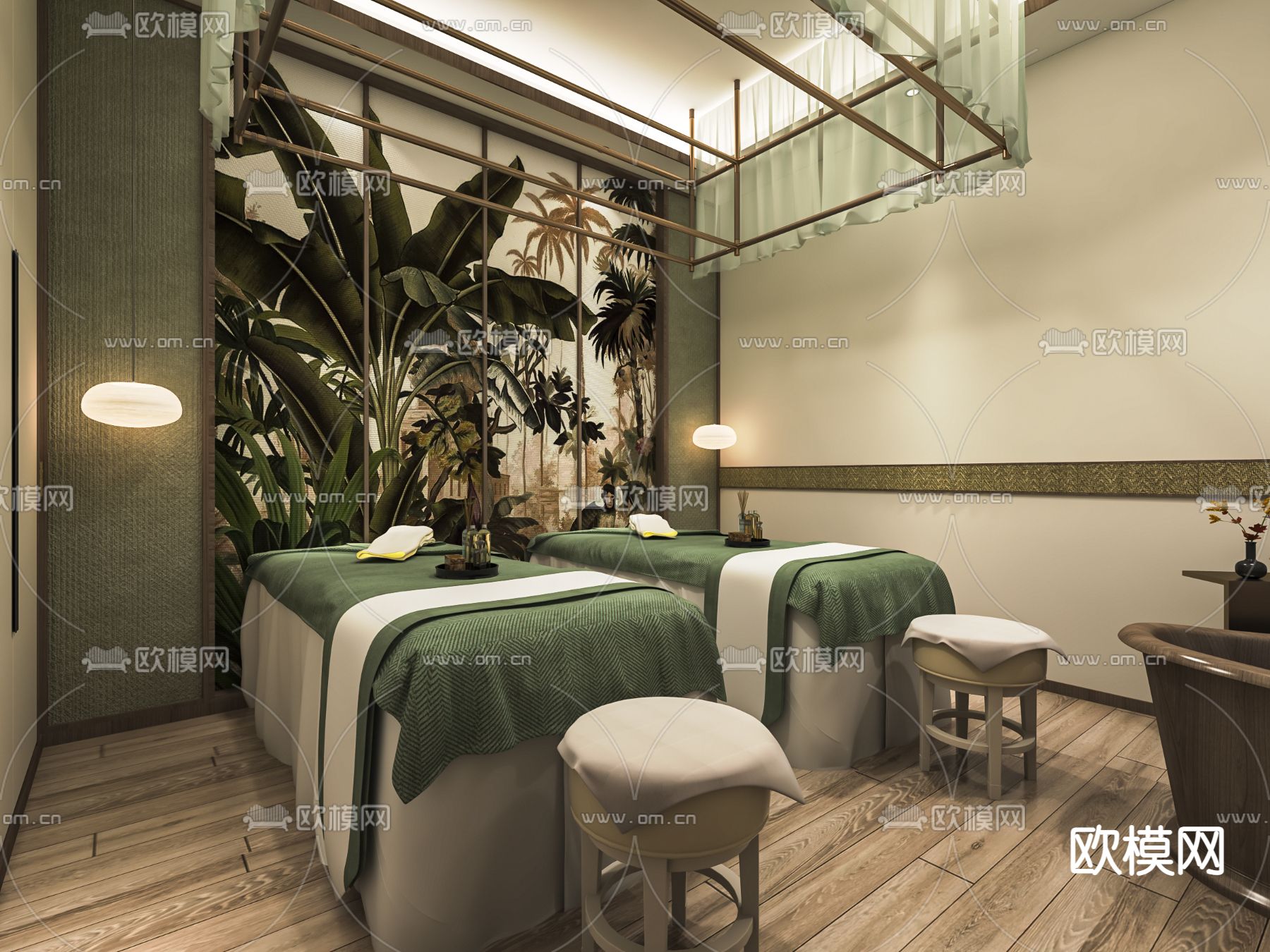 现代美容院包间su模型下载