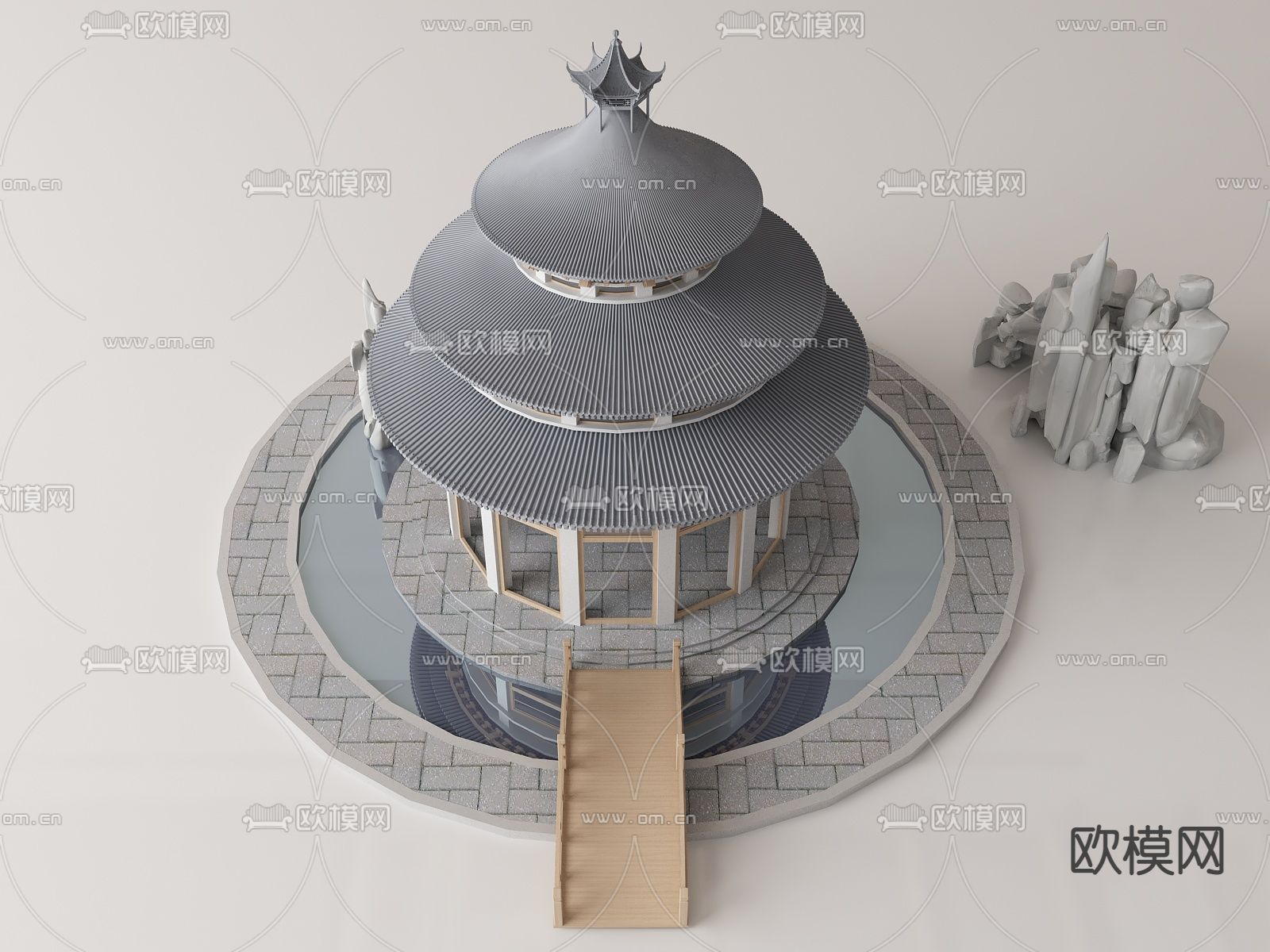 中式古建亭子su模型