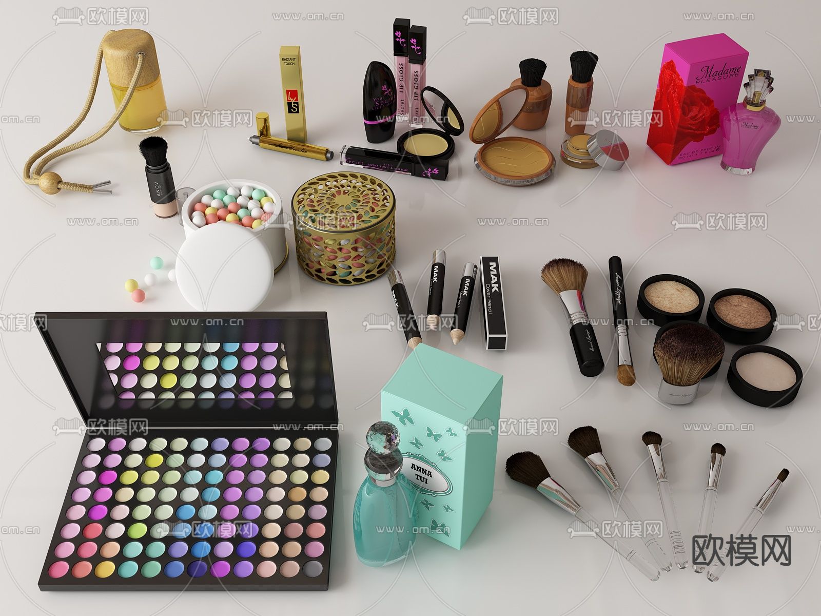 化妆品 美妆用品 香水 护肤品su模型下载（渲染图1）