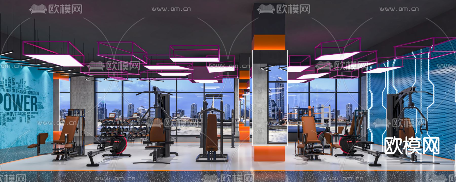 现代健身房su模型下载（渲染图1）