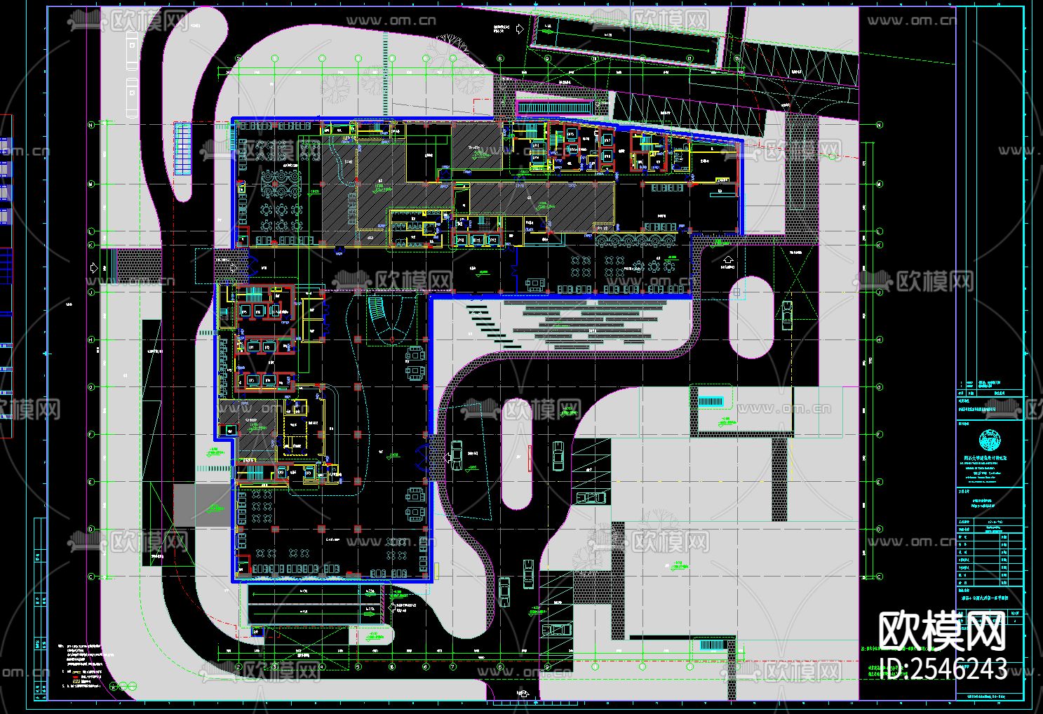 公寓式办公楼建筑CAD施工图下载（渲染图3）
